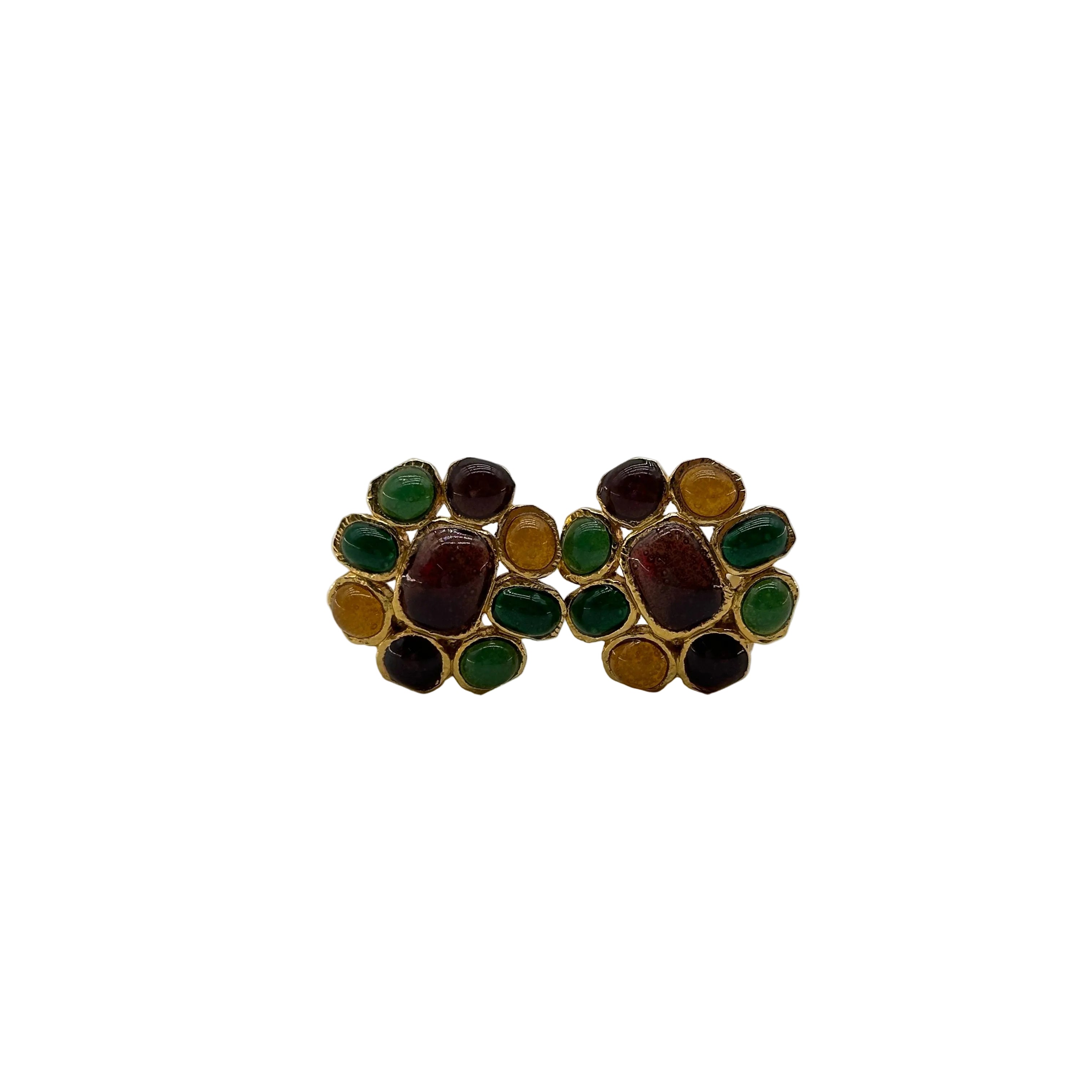 Chanel 96A Gold Multicolor Stone Clip-On Earrings – LUX&MO