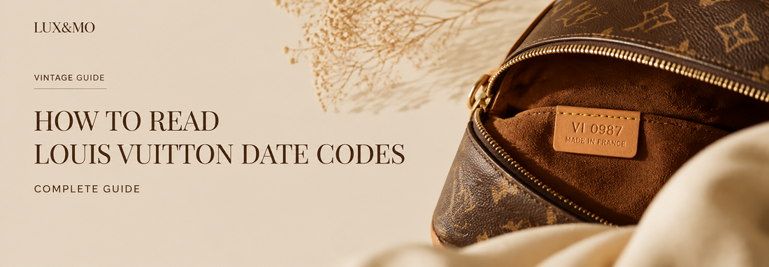Expert checking a Louis Vuitton date code stamp inside a pre-owned vintage luxury bag