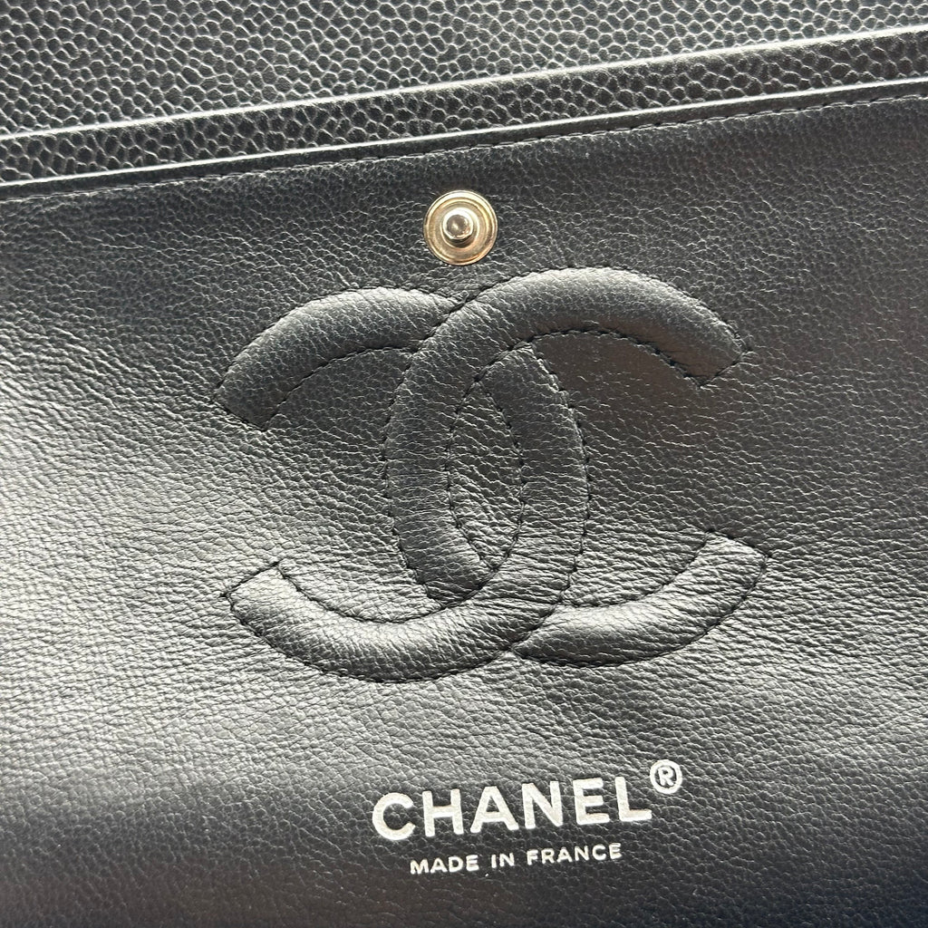 Chanel Black Caviar Medium Classic Double Flap Bag SV