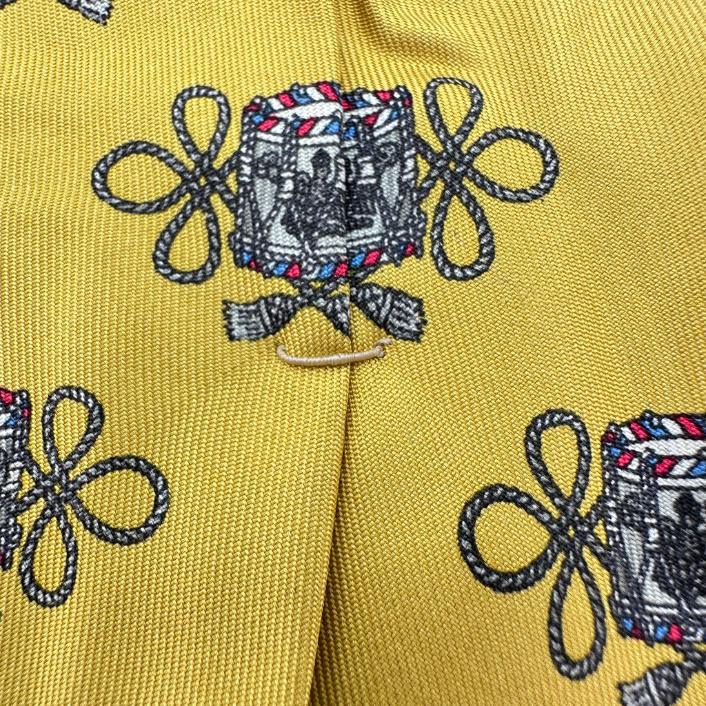 Hermès Hermes Vintage Silk Tie Lamp Motif Print Yellow 100%Silk
