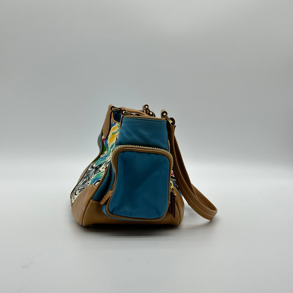 prada cloth mini bag multicolor printed canvas