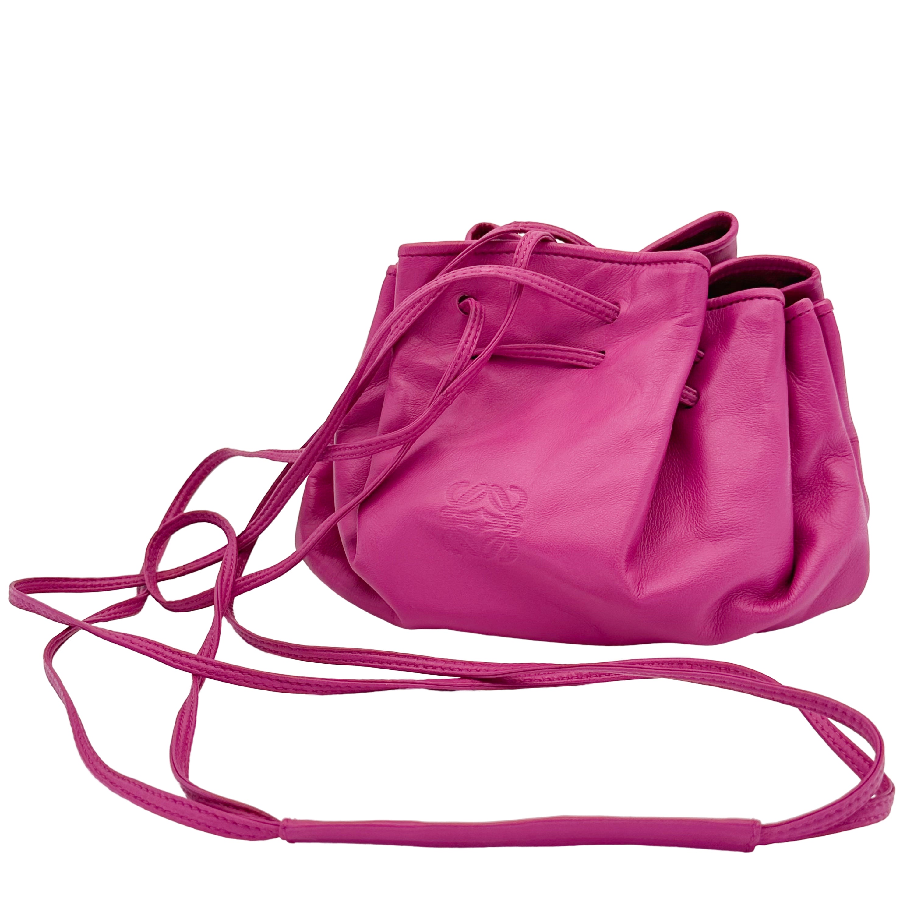 Loewe Lambskin Drawstring Bucket Bag Flamenco Shoulder Crossbody Bag