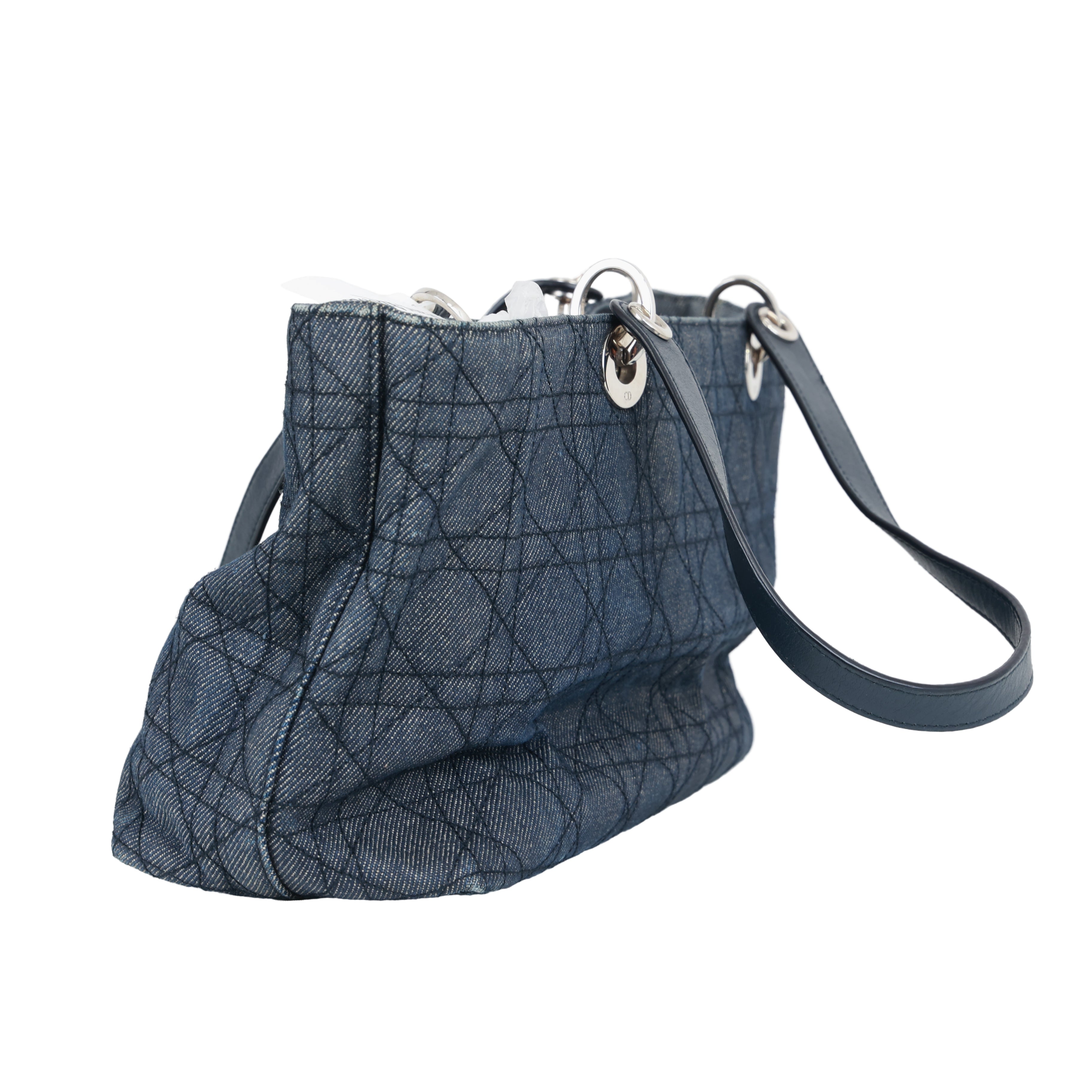 Christian Dior Denim Cannage Tote Bag Shoulder Bag