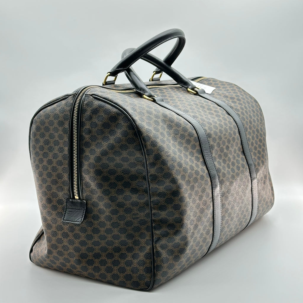 vintage celine black macadam large boston bag travel bag unisex