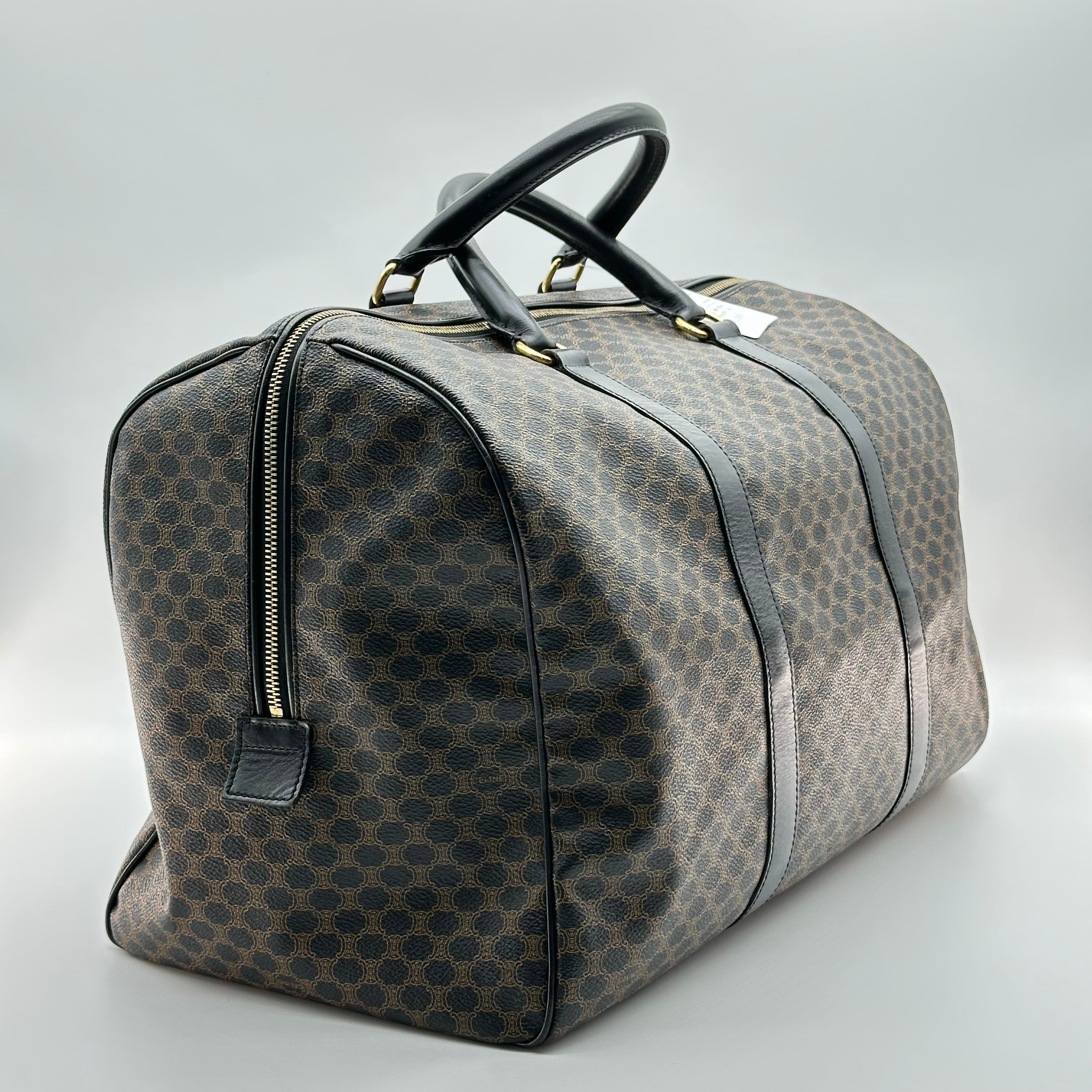 vintage celine black macadam large boston bag travel bag unisex