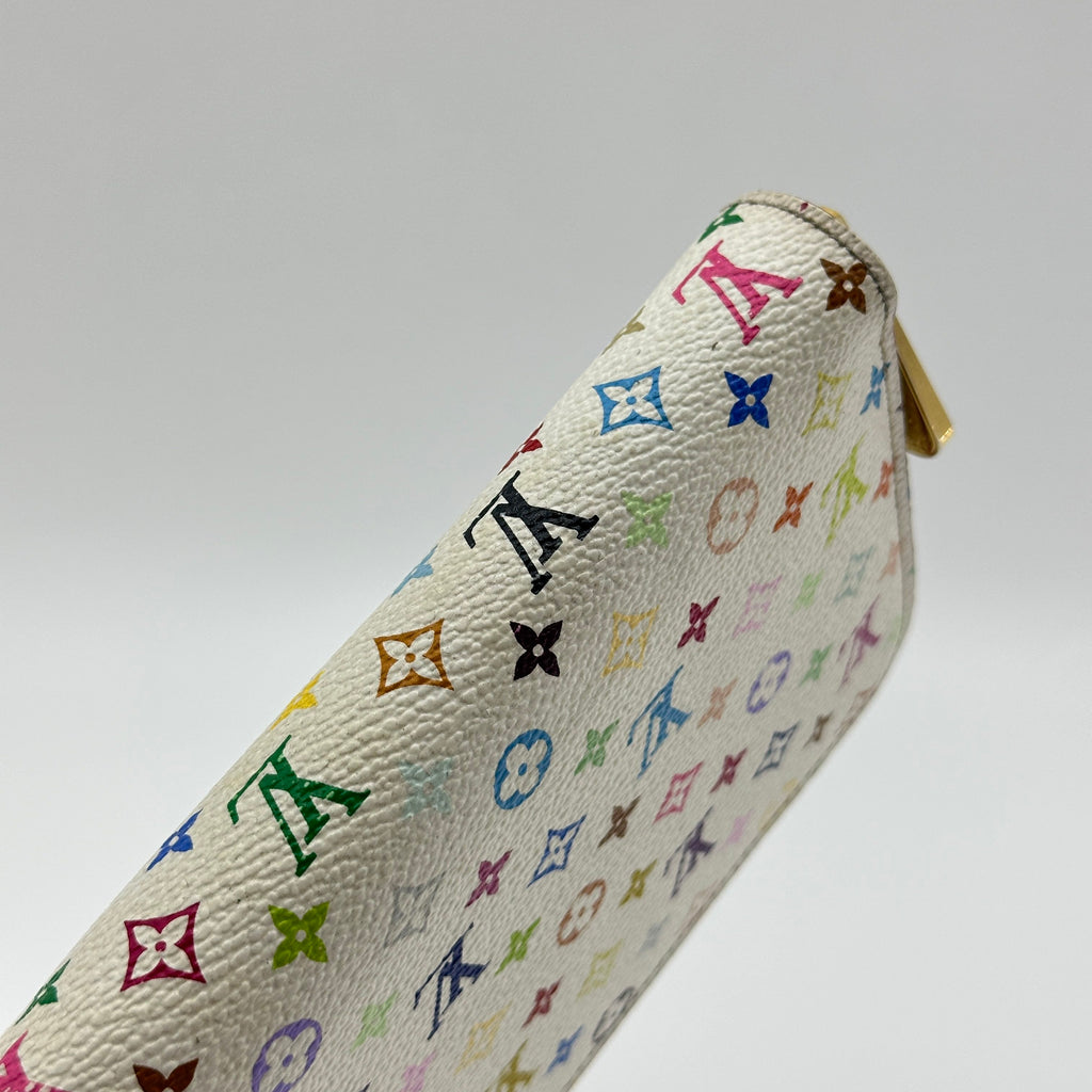 LOUIS VUITTON M60274 monogram mutlicoloer zippy wallet WHITE+ORANGE LV ×TM