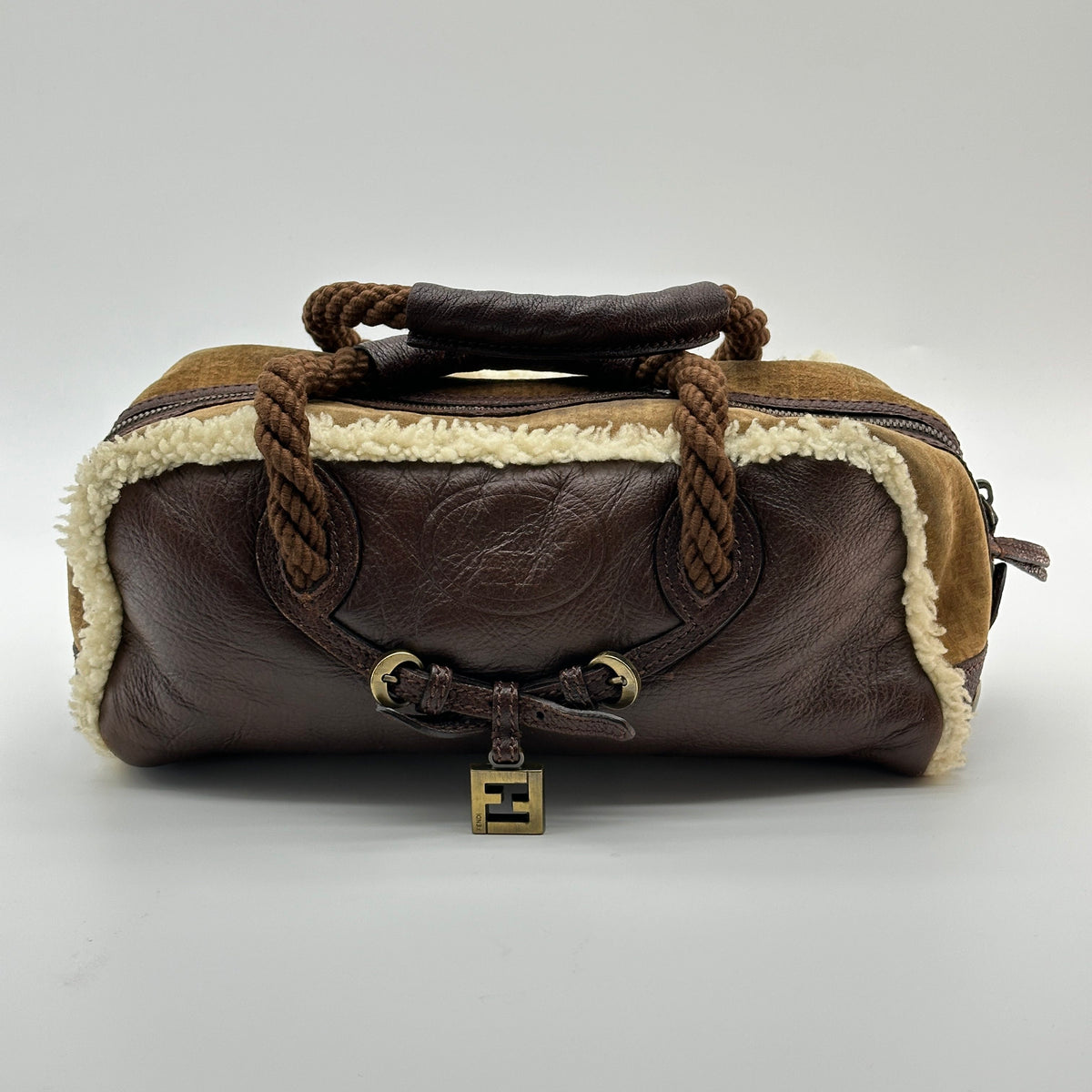 Fendi Shearling Leather Mouton Brown Handbag