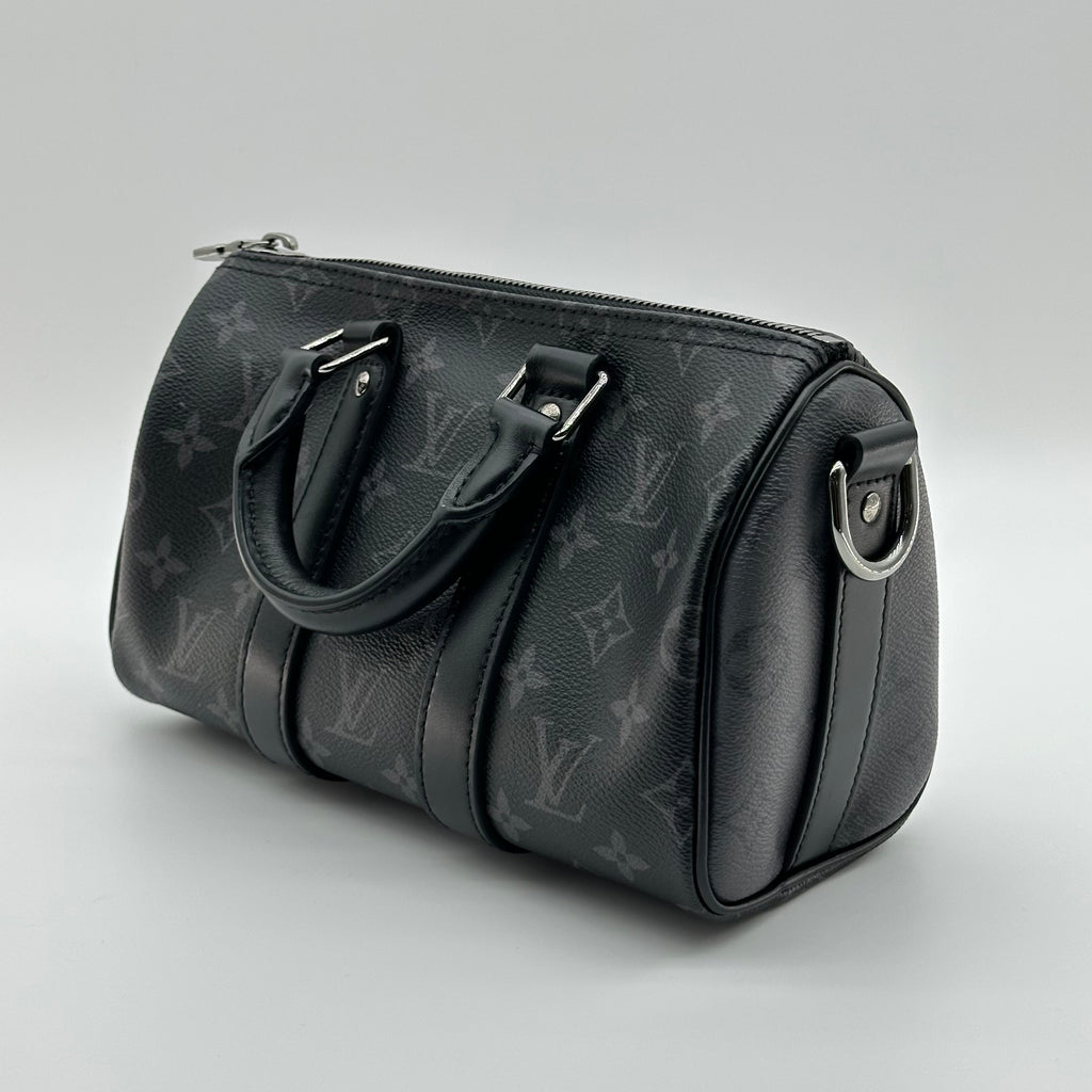 LOUIS VUITTON 2way M46271 IC chip Black Grey Keepall Bandouliere 25	Monogram Eclipse