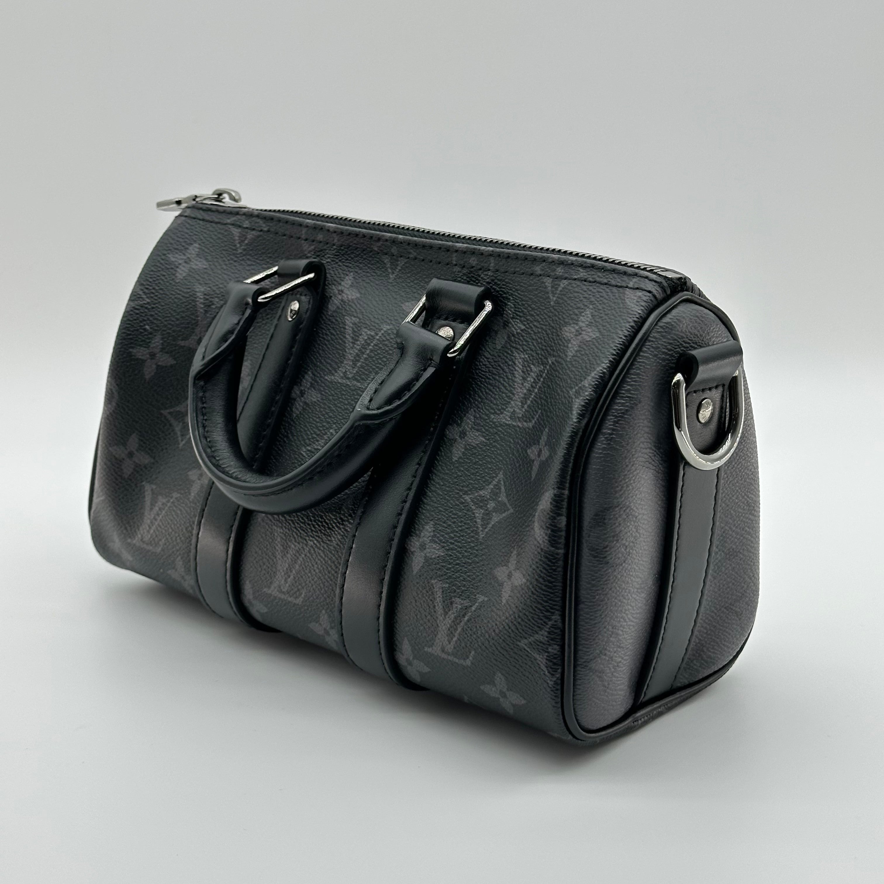 LOUIS VUITTON 2way M46271 IC chip Black Grey Keepall Bandouliere 25	Monogram Eclipse