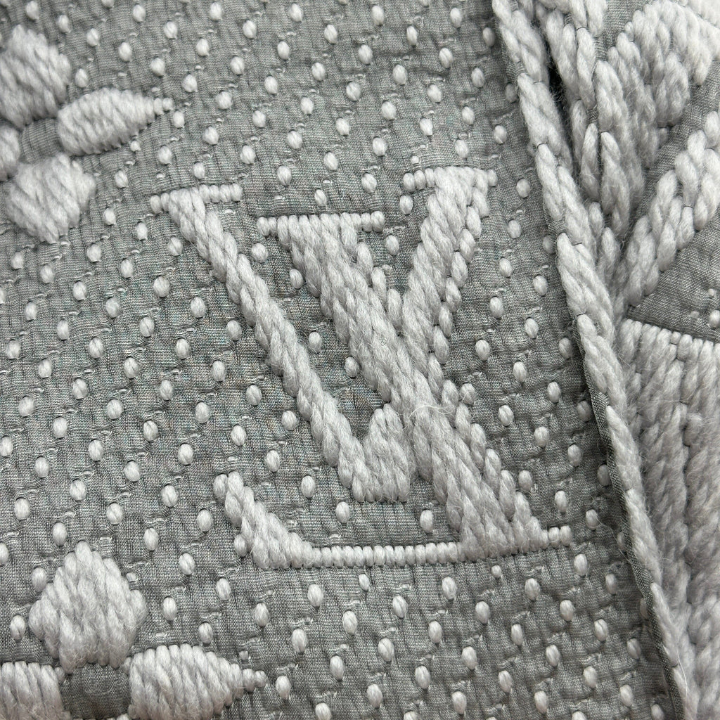 Louis Vuitton Logomania Wool Silk Gris Perle Scarf M74742