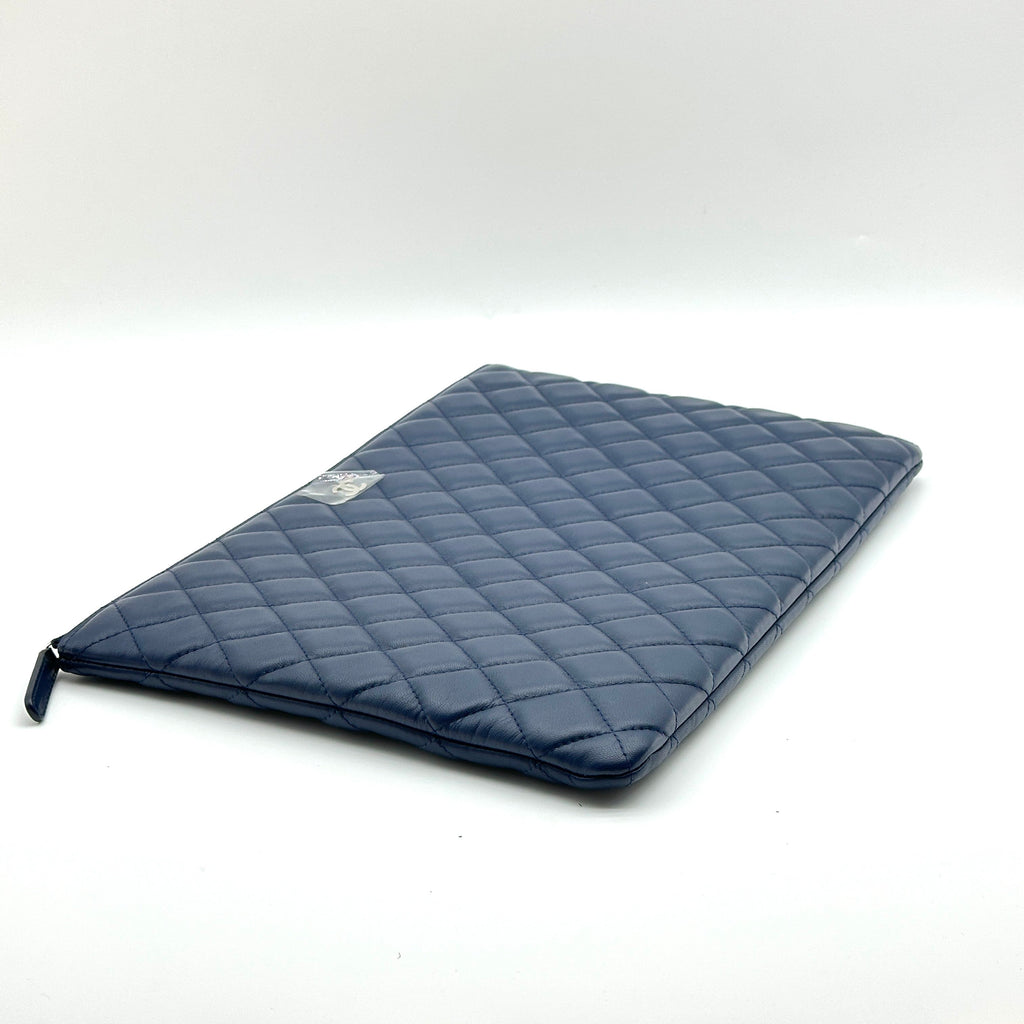 Chanel Quilted Lambskin Navy Clutch Bag