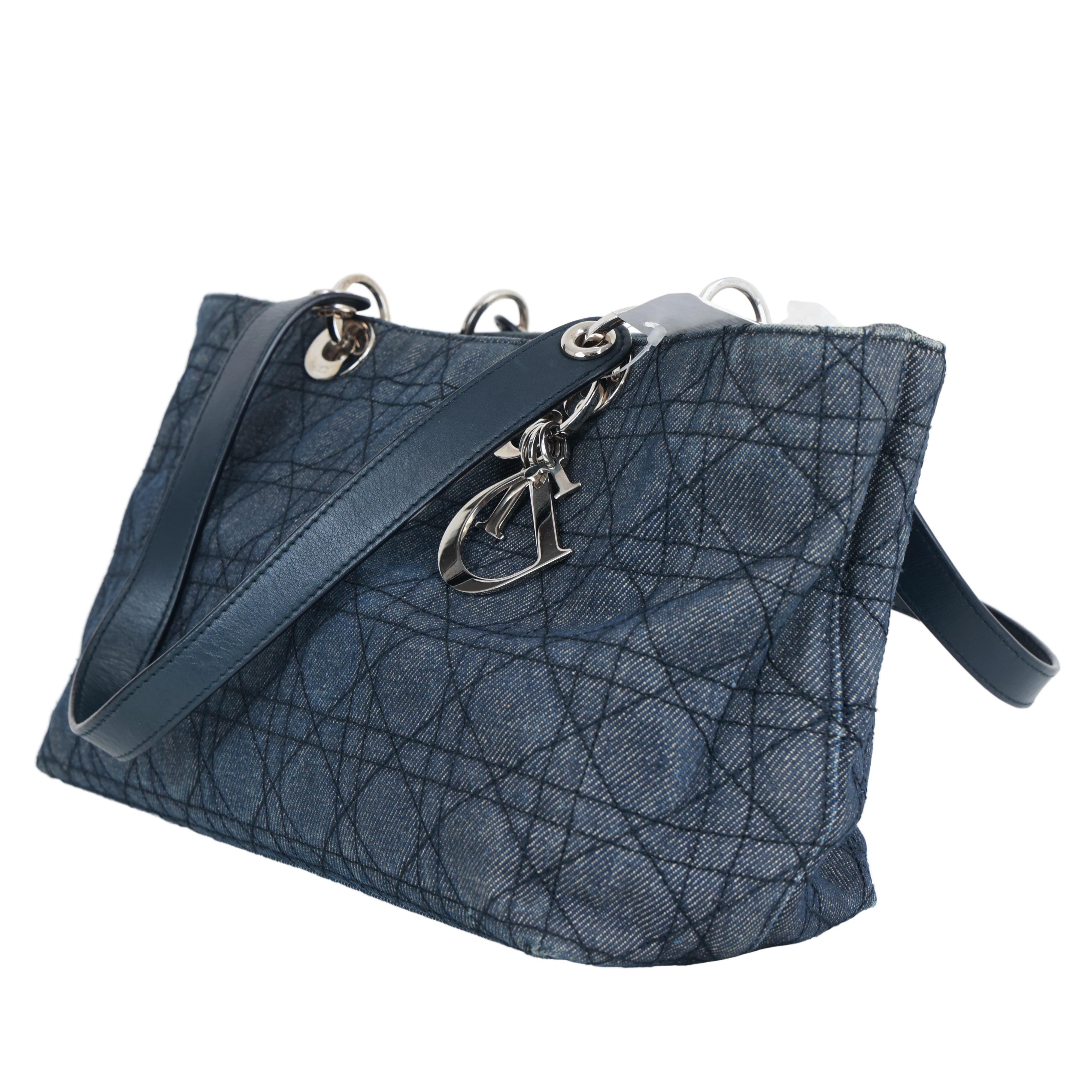 Christian Dior Denim Cannage Tote Bag Shoulder Bag