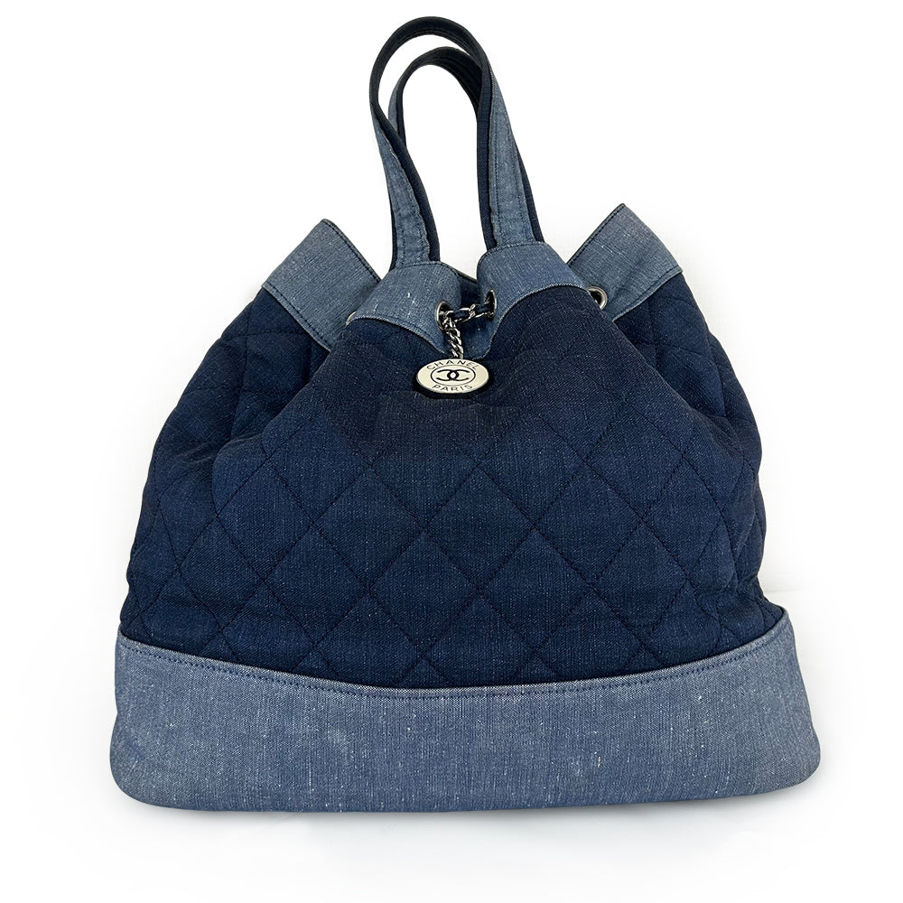 Chanel Blue Quilted Denim Medallion Backpack 2-Way 19 Series