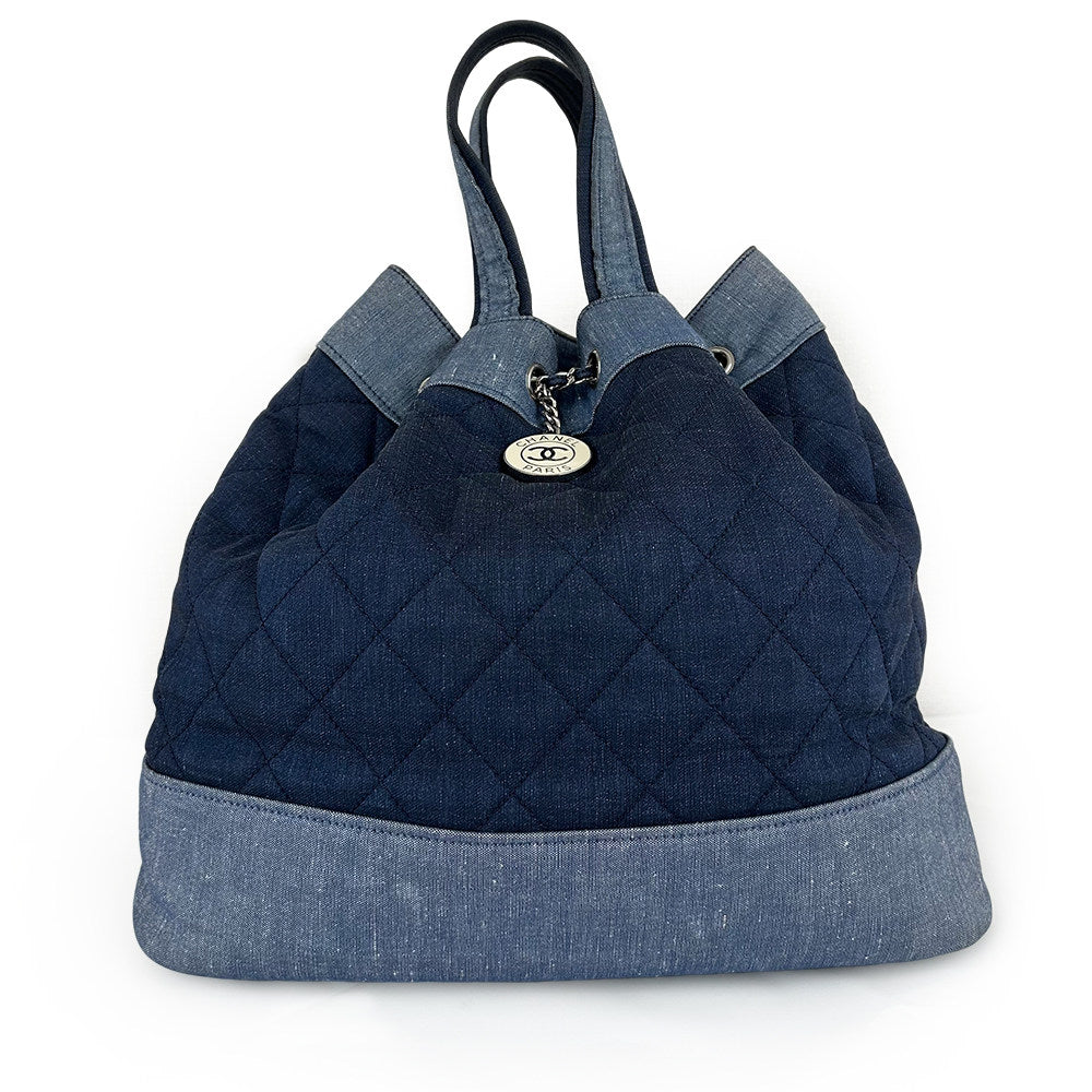 Chanel Blue Quilted Denim Medallion Backpack 2-Way 19 Series
