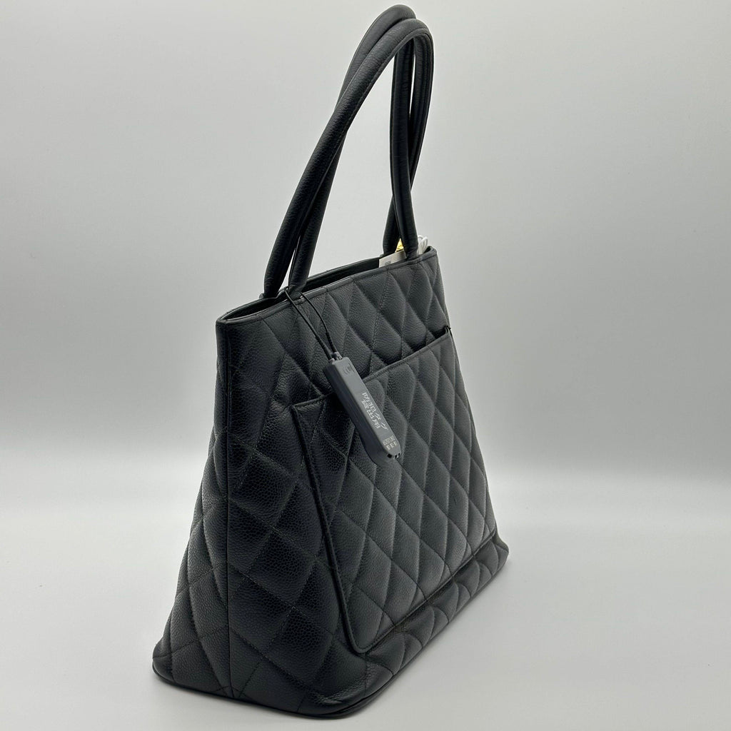 Chanel Reissue Tote Hilton Style Caviar Leather Shoulder Handbag Black Gold Hardware 5 Series Vintage