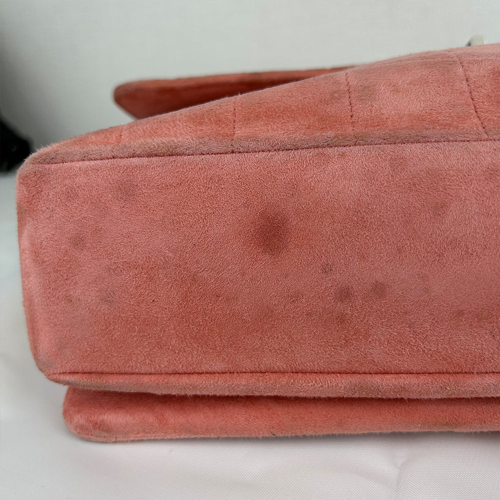 Chanel Pink Choco Bar Reissue Suede Flap Bag Leather Metal