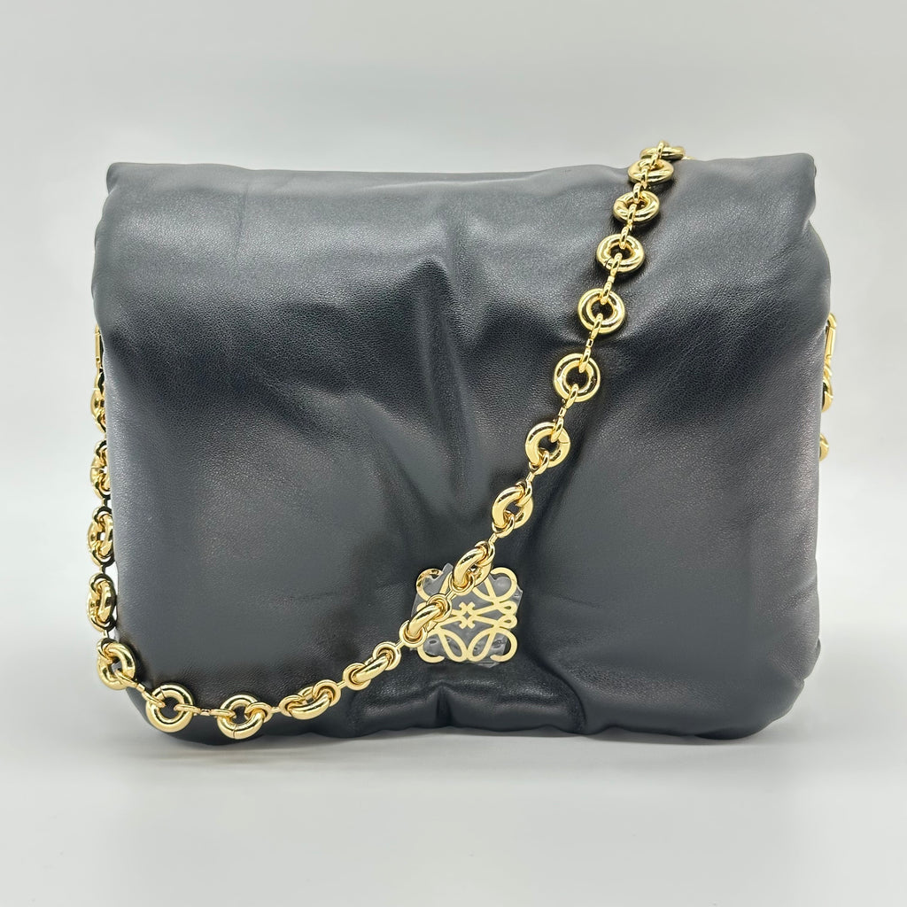 Loewe Anagram puffer Leather Chain Shoulder Bag Black