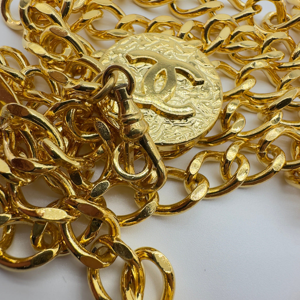 Chanel Gold Chain Coco Mark Medallion Belt