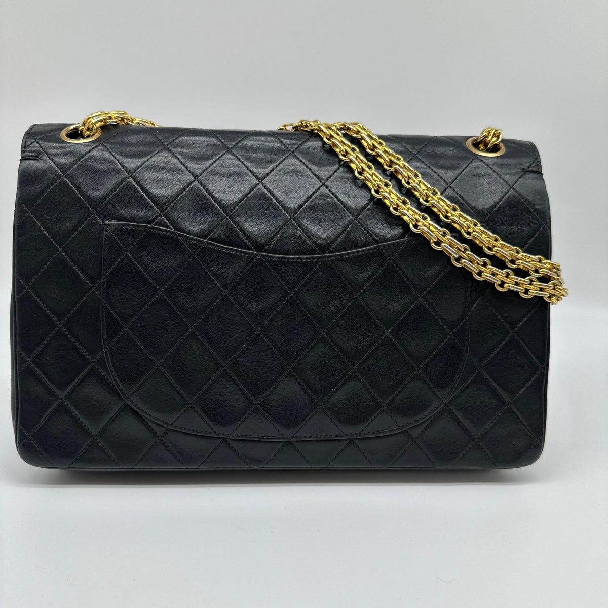 Chanel Quilted Lambskin Double Flap Black Chain Shoulder Bag