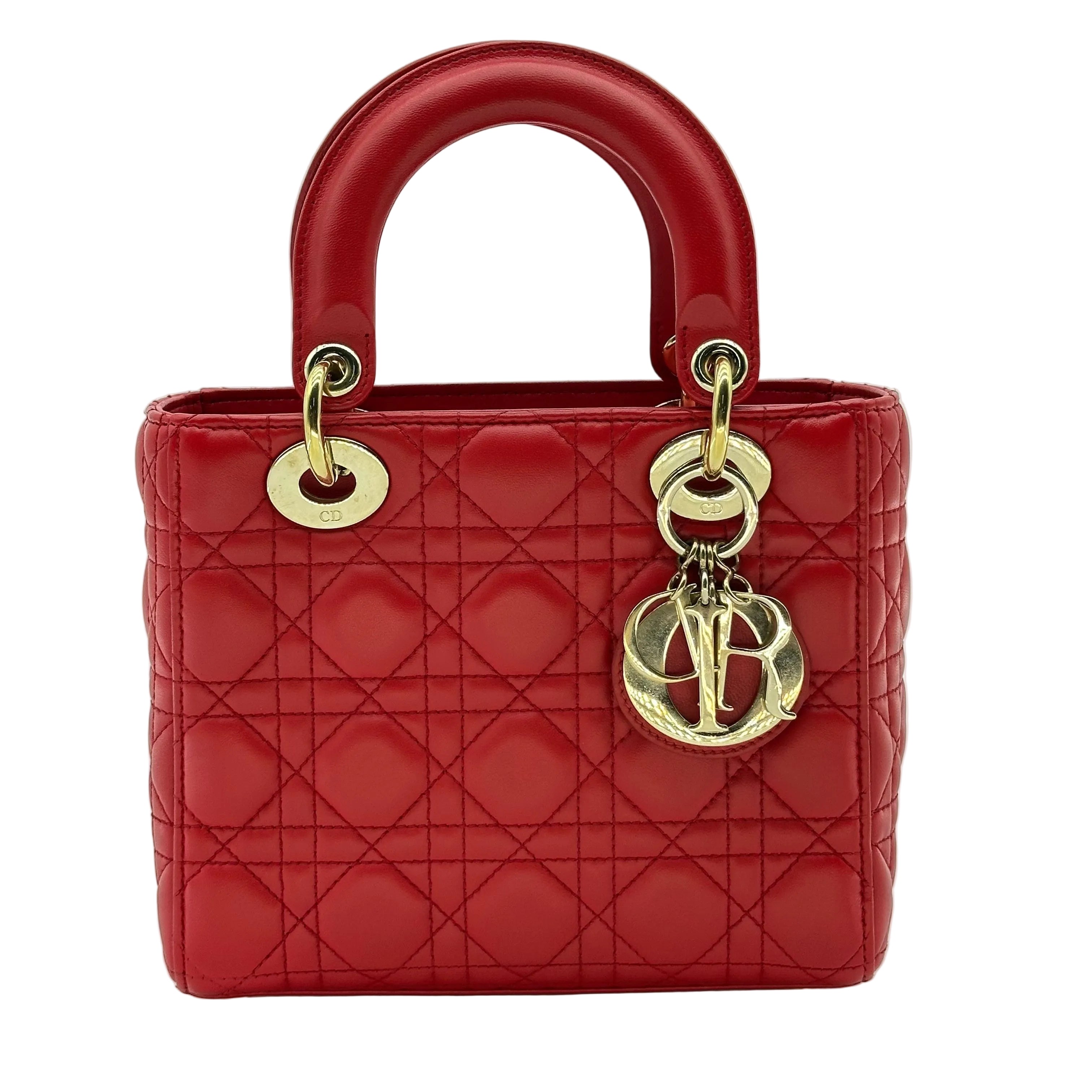 Christian Dior Lambskin Small My ABCDior Lady Dior red