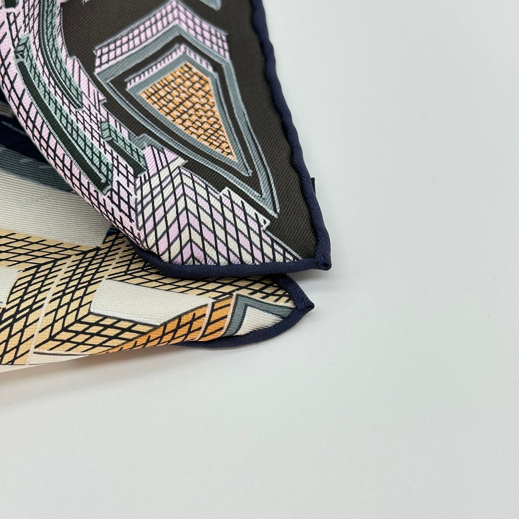Hermès Carré 90 Pantin City Silk Scarf Navy
