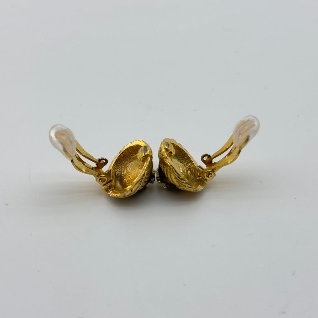 Chanel Gold Coco Mark Round Clip-On Earrings