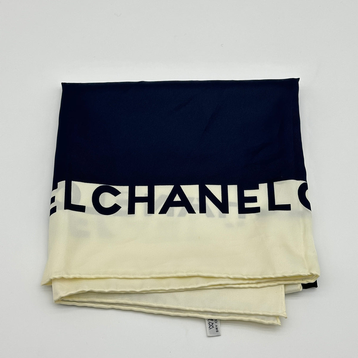 Chanel Jewelry Print Silk Navy Ivory Scarf