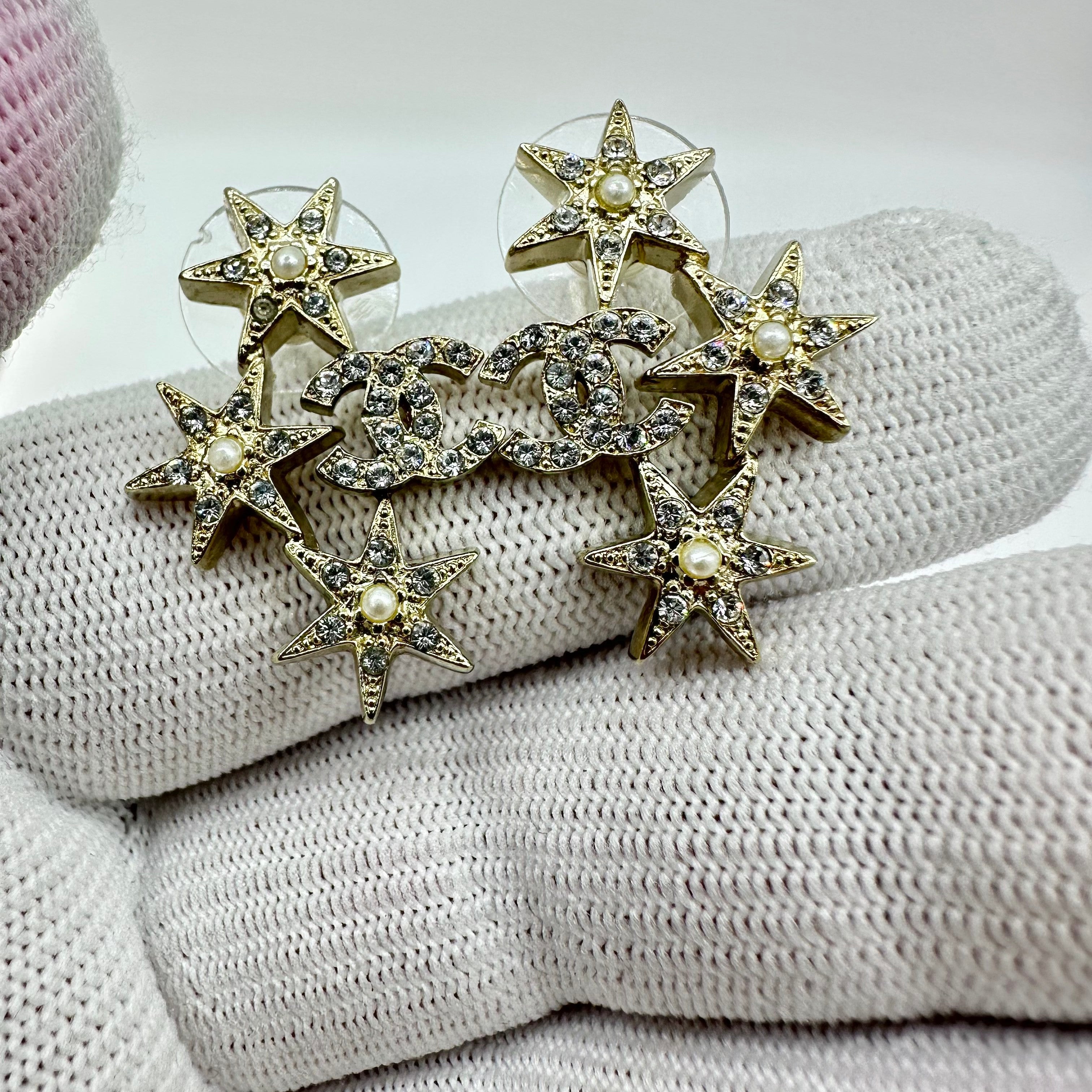 Chanel Crystal-Embellished Star Stud Earrings