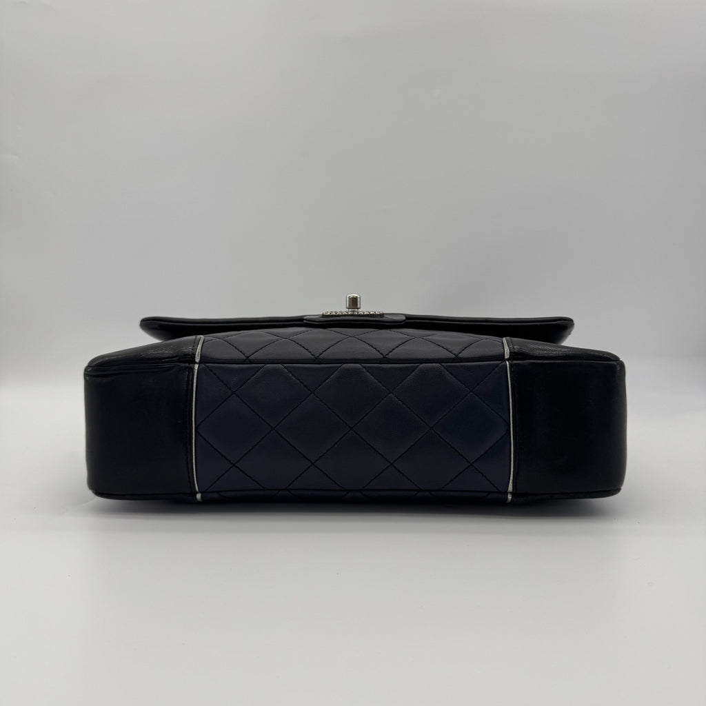 Chanel Matelasse Lambskin Single Flap Double Chain Bag Navy Blue Gunmetal Fittings 21XXXXXX