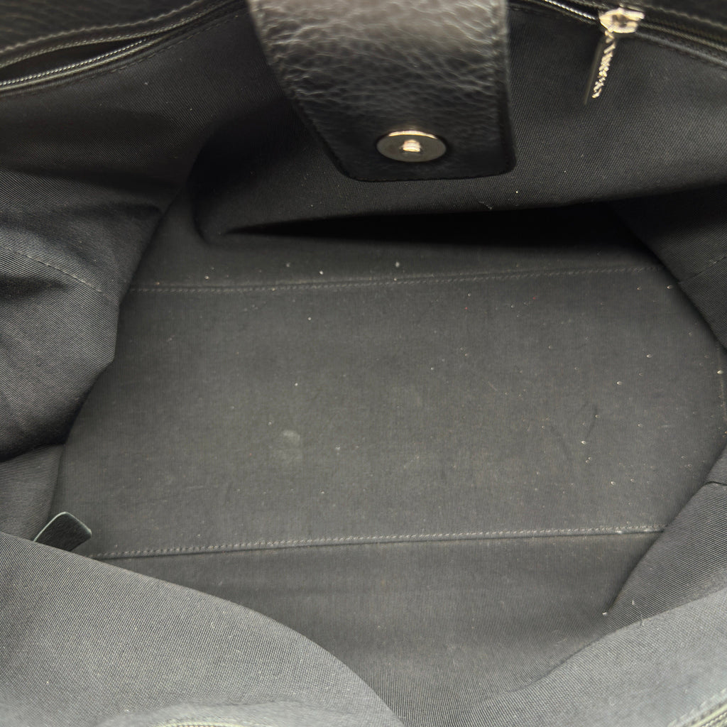 Chanel Executive Leather Black Silver Tote Shoulder Bag