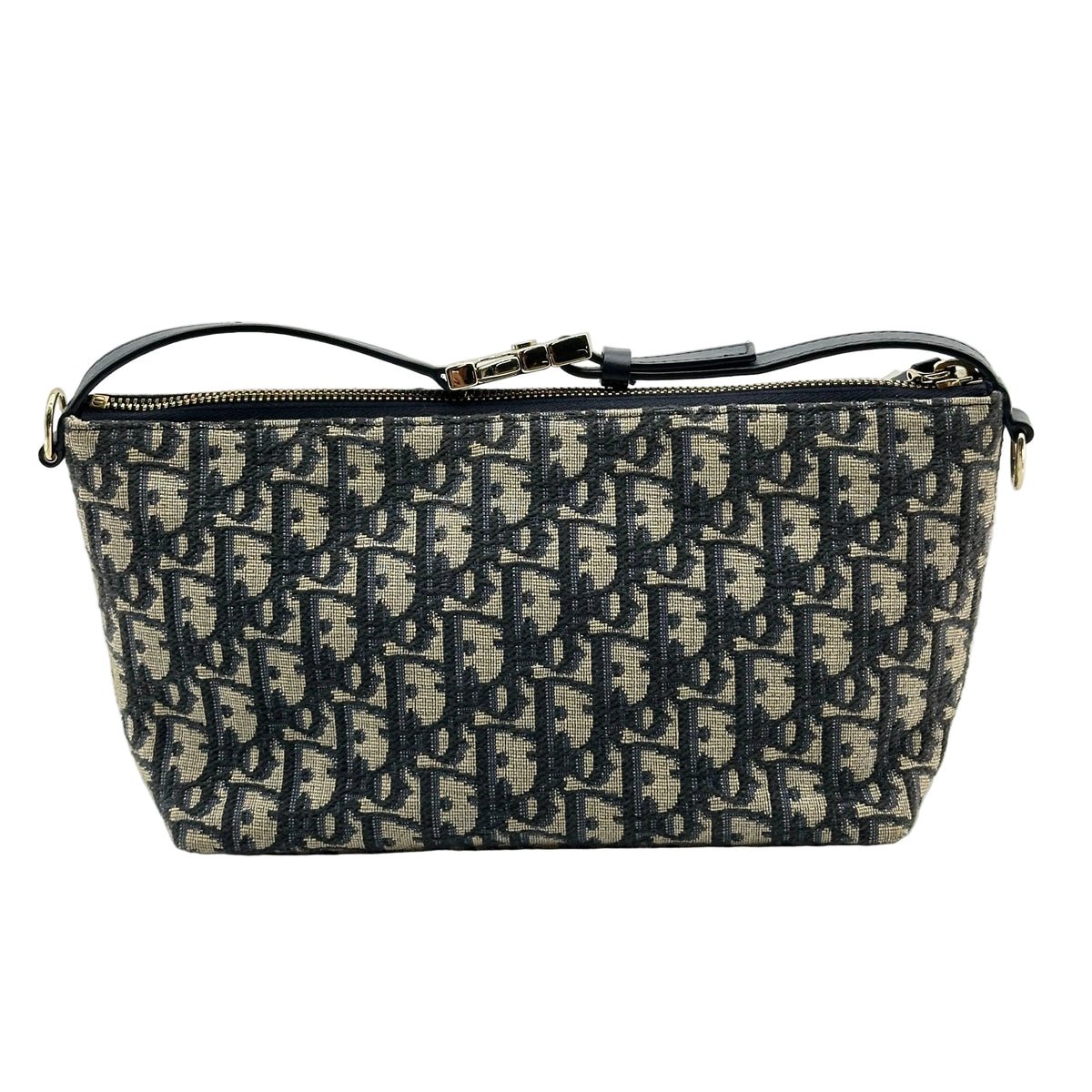 Dior Oblique Canvas Navy Leather Shoulder Bag