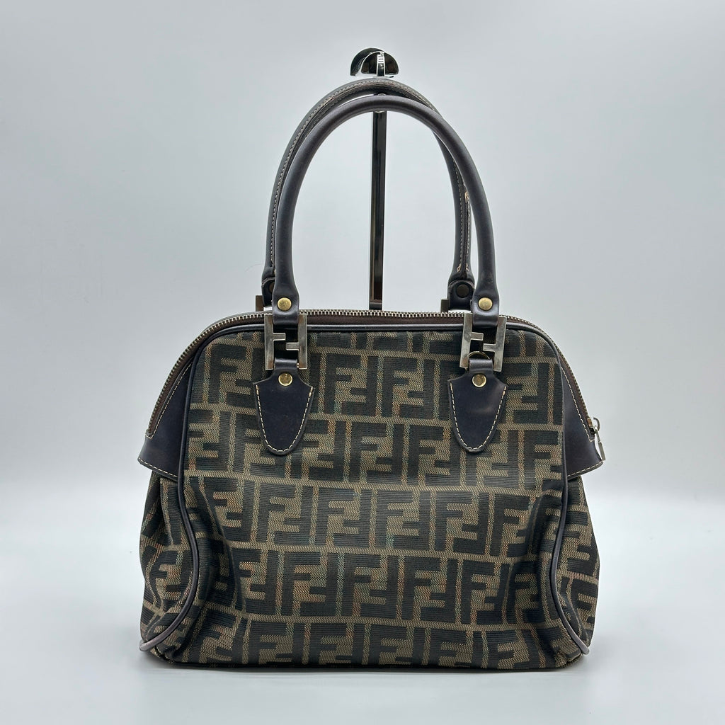 Fendi Zucca Canvas Dome Small Brown Handbag
