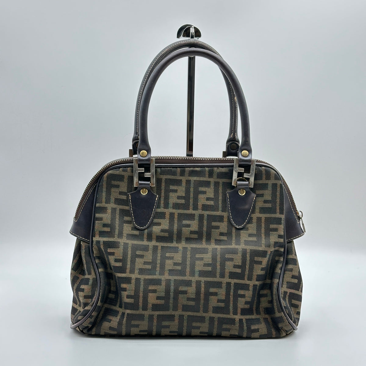 Fendi Zucca Canvas Dome Small Brown Handbag