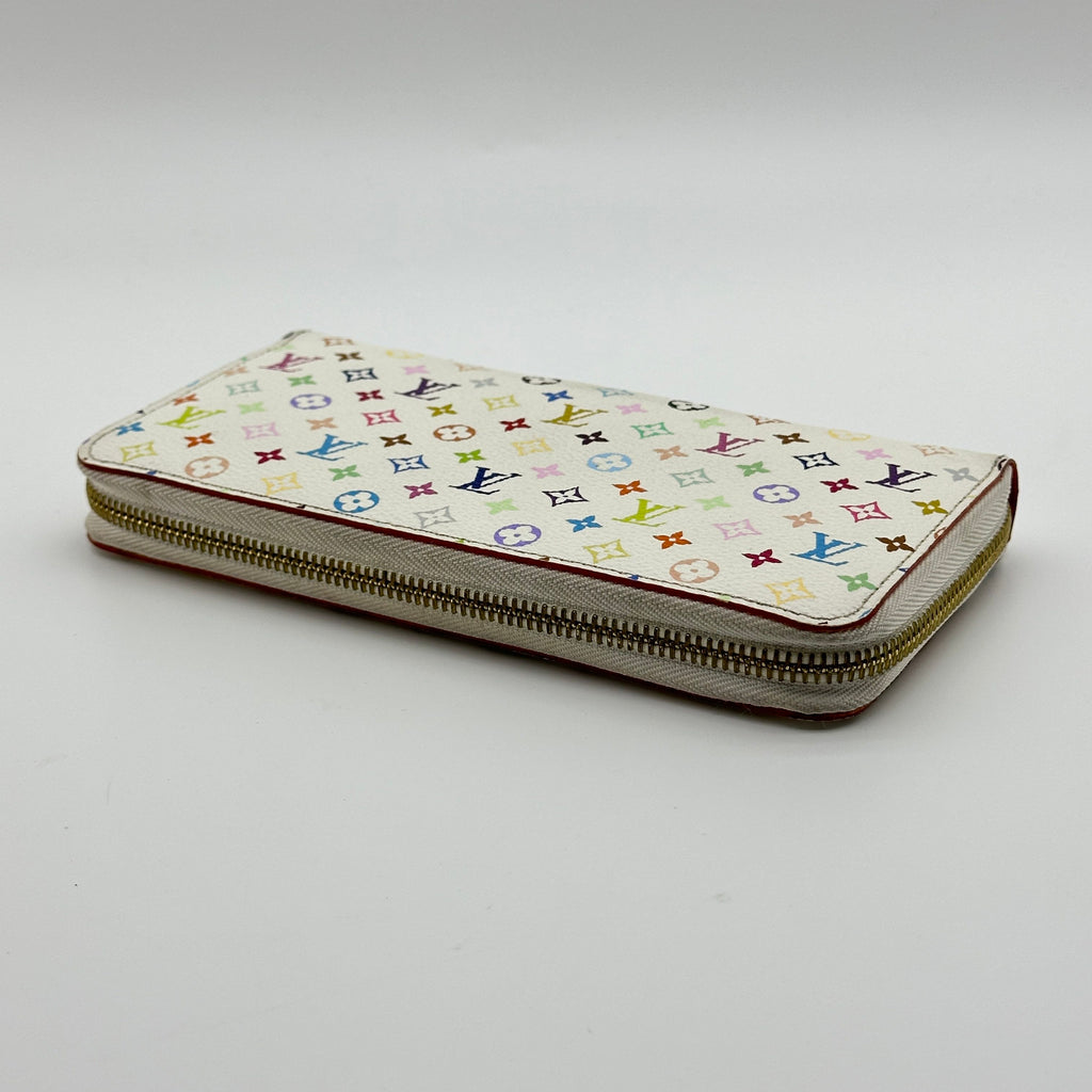 LOUIS VUITTON M60274 monogram mutlicoloer zippy wallet WHITE+ORANGE LV ×TM