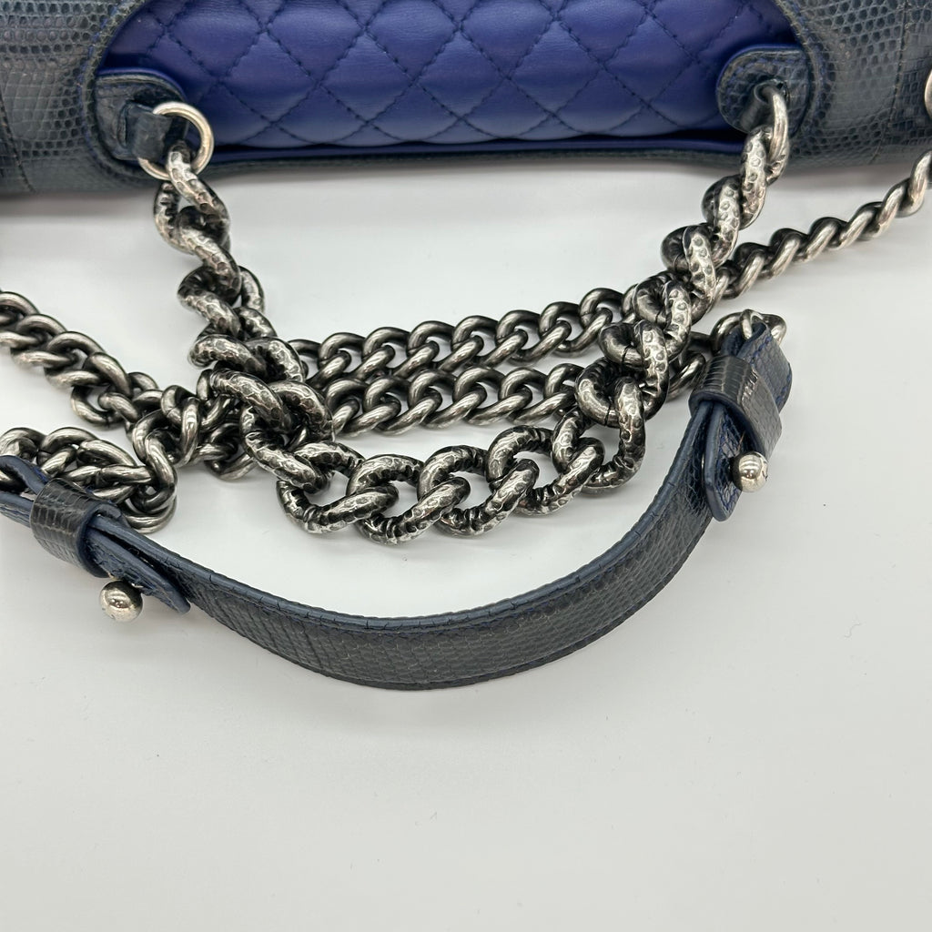 Chanel Blue Lizard Medium Perfect Edge Double Flap Bag production 17 Series