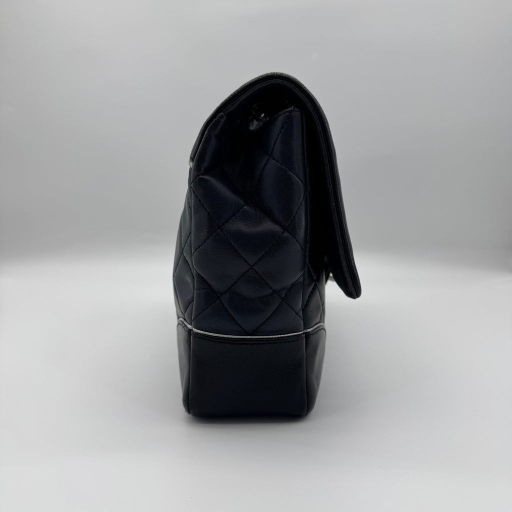Chanel Matelasse Lambskin Single Flap Double Chain Bag Navy Blue Gunmetal Fittings 21XXXXXX