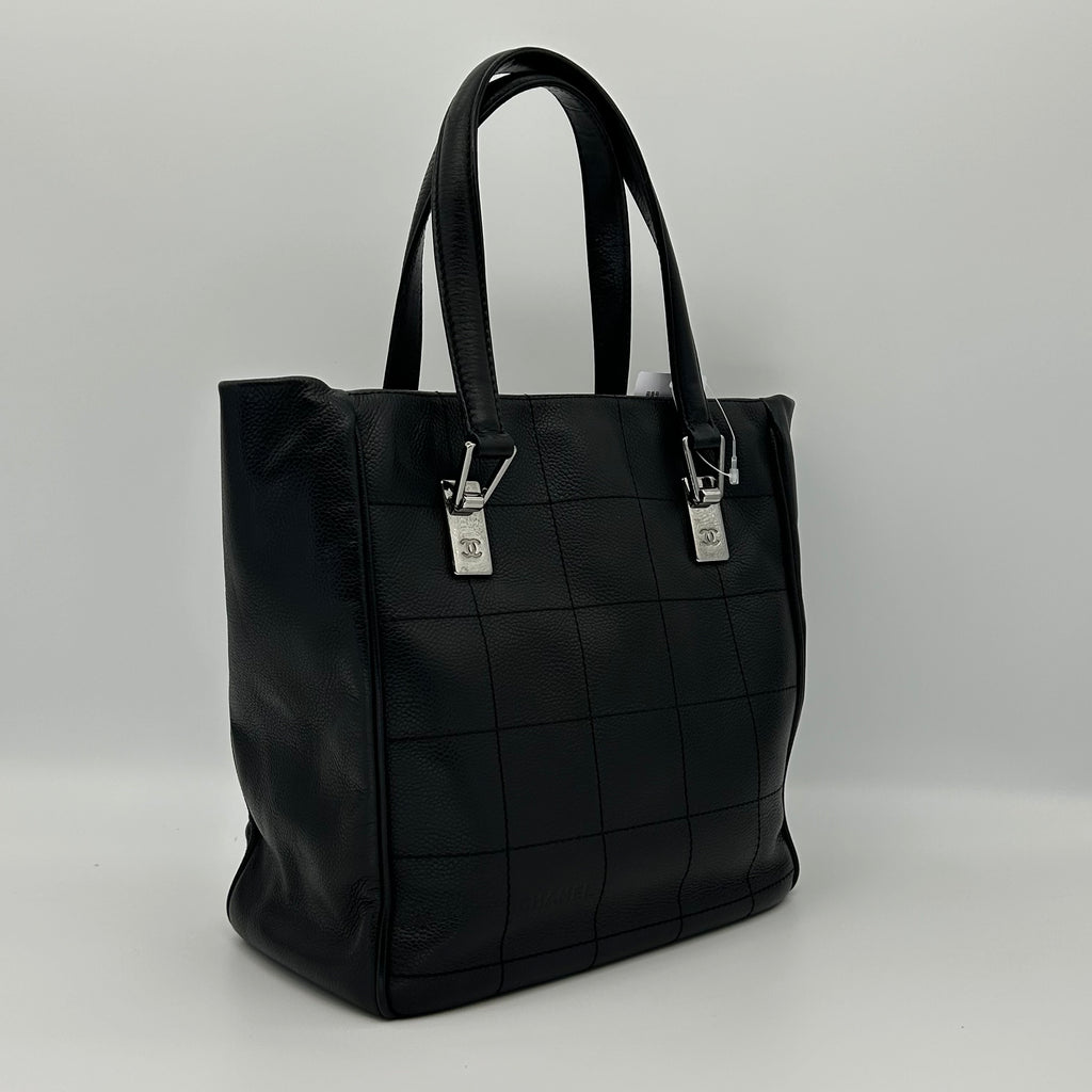 Chanel Tote Black Cavier Leather Silver Hardware 8 Series