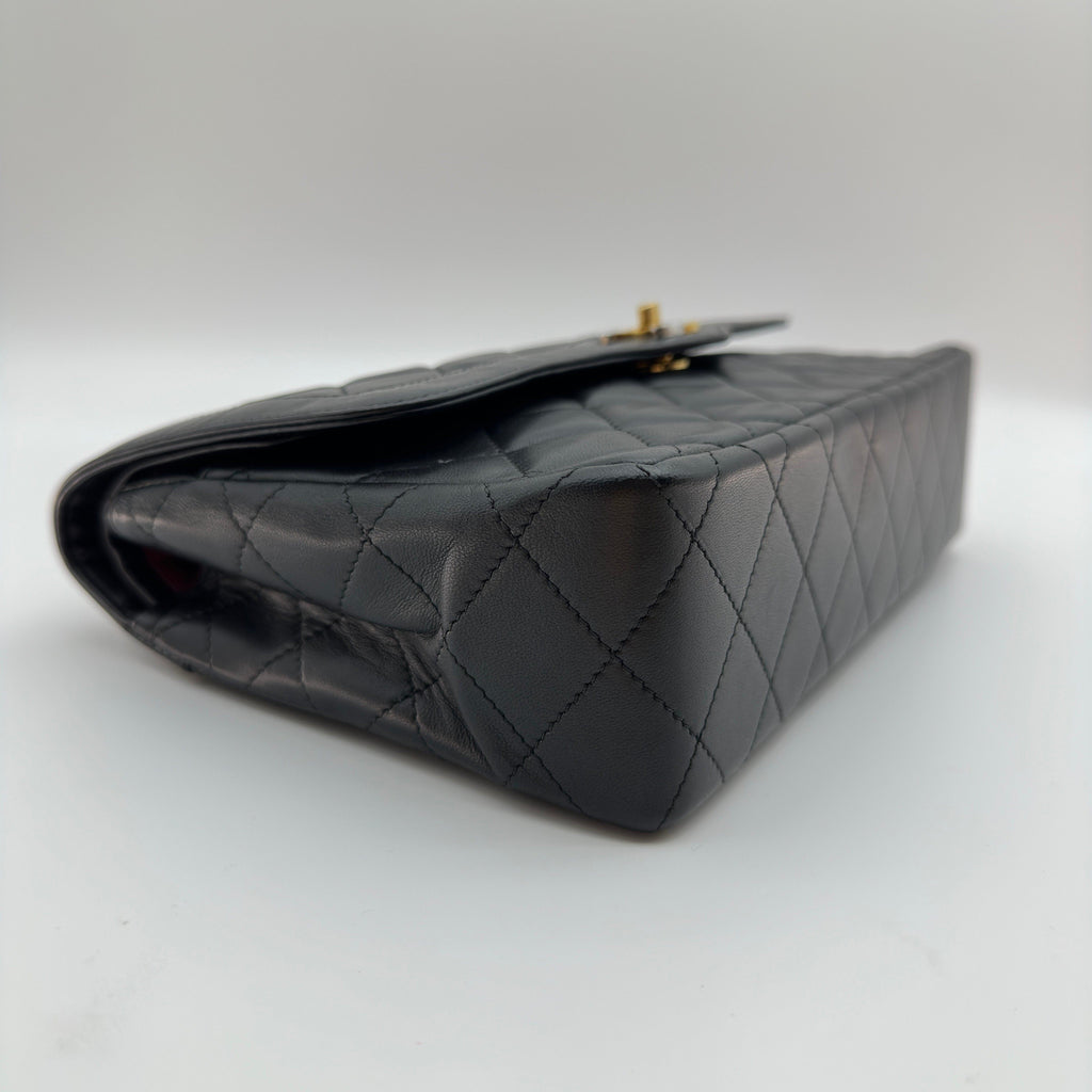 Chanel Matelasse Lambskin Double Flap Double Chain Bag Paris limited Black Gold Metal Fittings 0117900 0 series