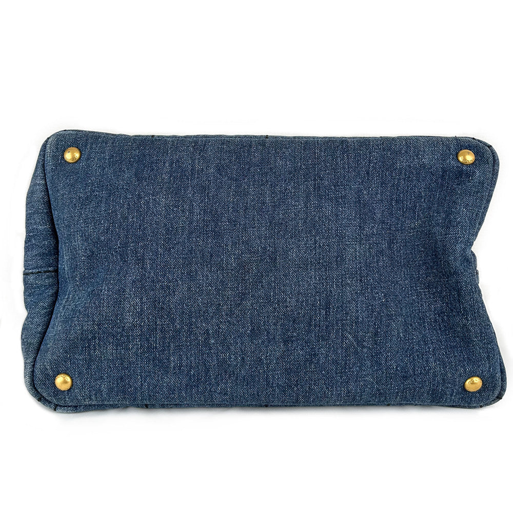 Prada Classic Denim Beach Tote Bag Large Capacity Handbag