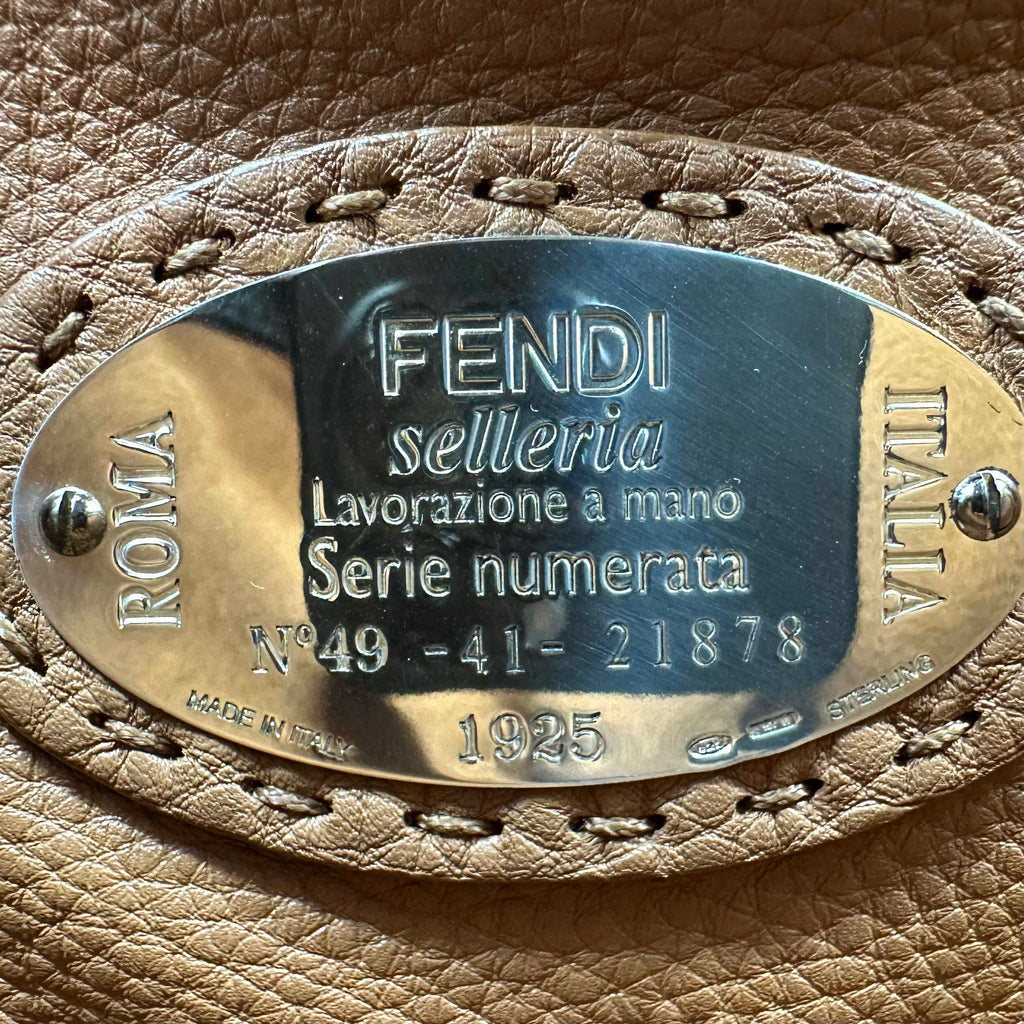 Fendi Peekaboo Regular Size Selleria Calfskin Leather 2WAY Handbag Shoulder Bag Black