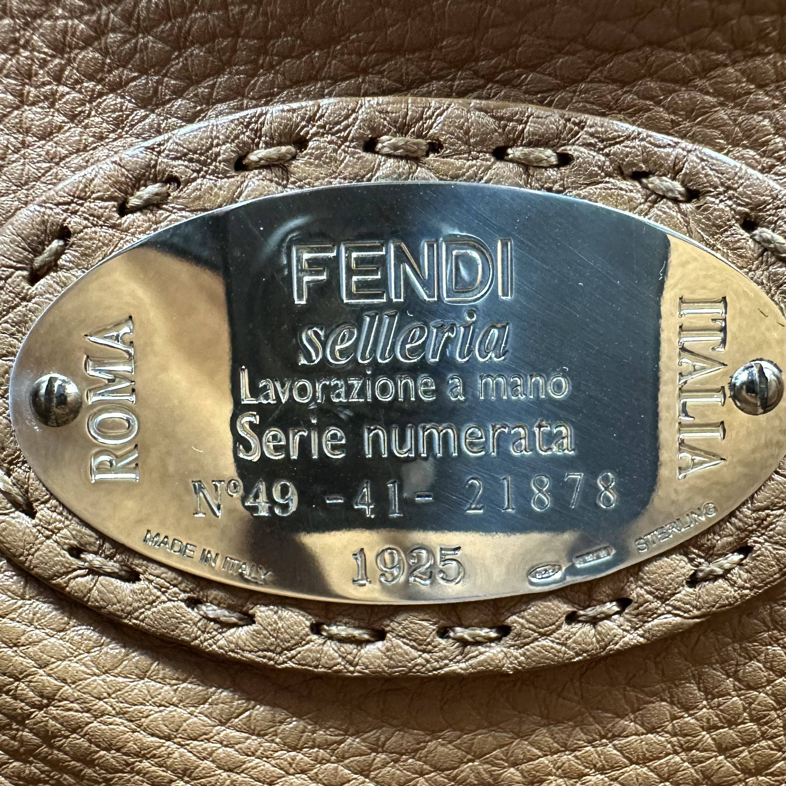 Fendi Peekaboo Regular Size Selleria Calfskin Leather 2WAY Handbag Shoulder Bag Black