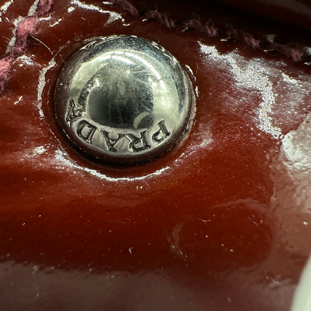 Prada Patent Leather Mini Burgundy Boston Bag