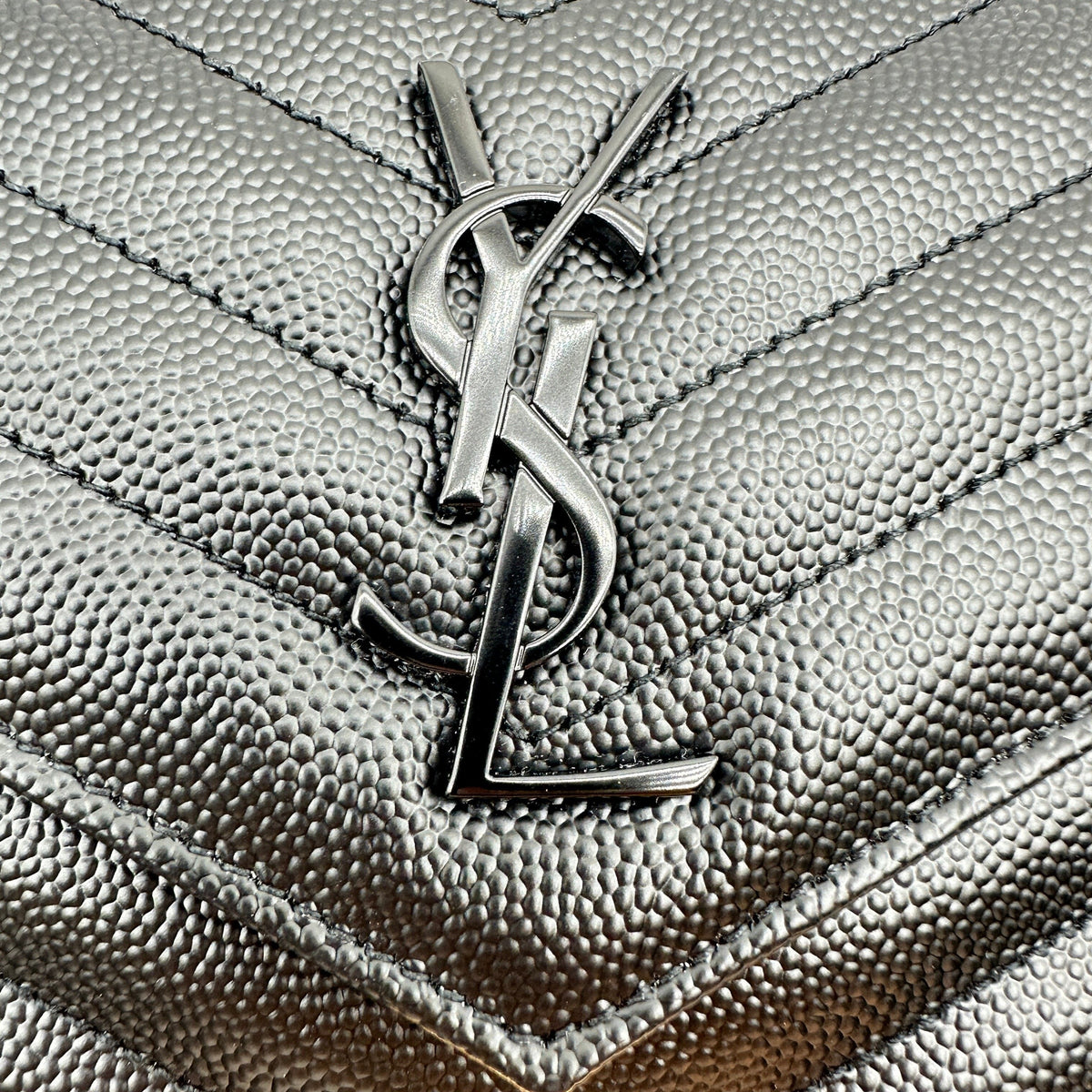 Saint Laurent Paris envelopes Leather Chain Wallet Black 695108