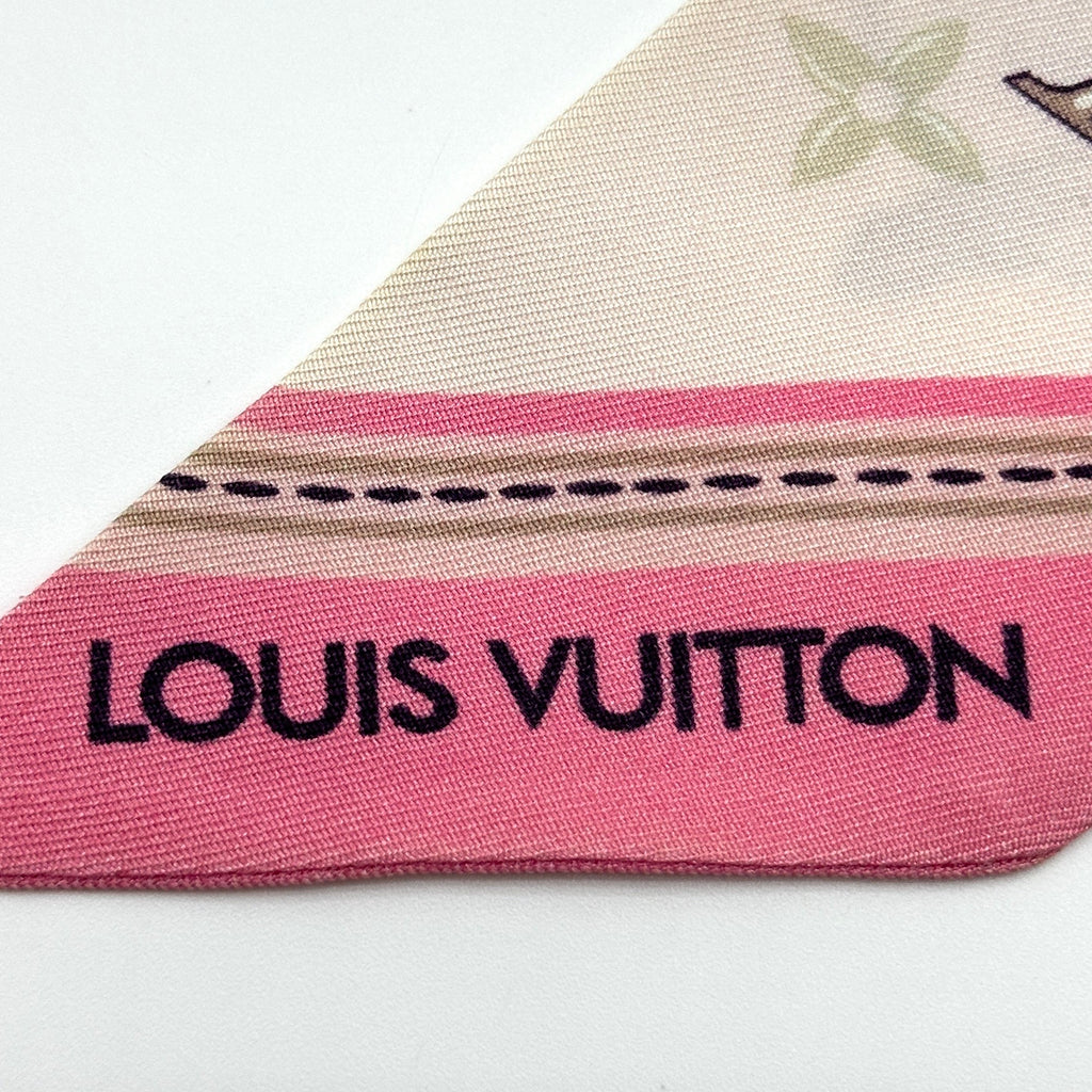 Louis Vuitton Silk Flowers and Straps Bandeau BB Pink Scarf