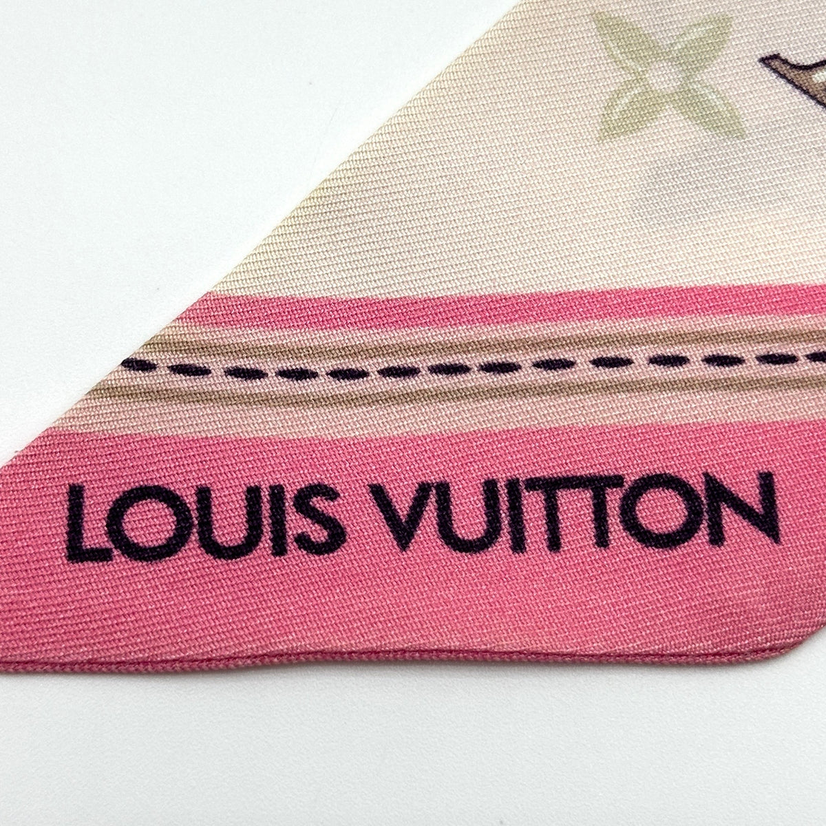 Louis Vuitton Silk Flowers and Straps Bandeau BB Pink Scarf