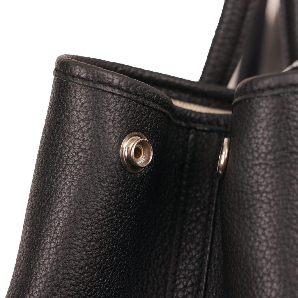 Hermes Garden Party 36 PM Black Canvas Tote Bag □O Stamp Restored Color Touch Up