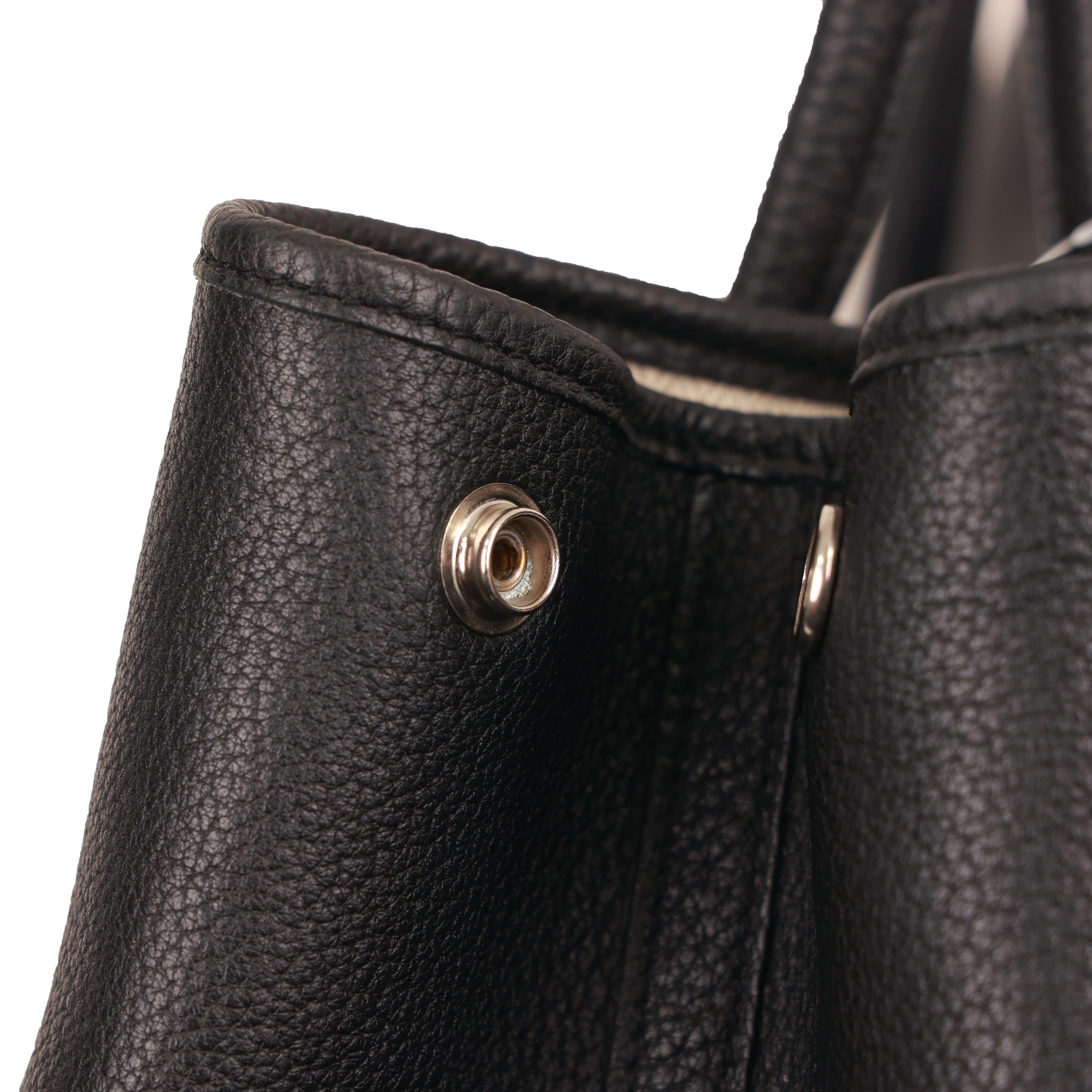 Hermes Garden Party 36 PM Black Canvas Tote Bag □O Stamp Restored Color Touch Up