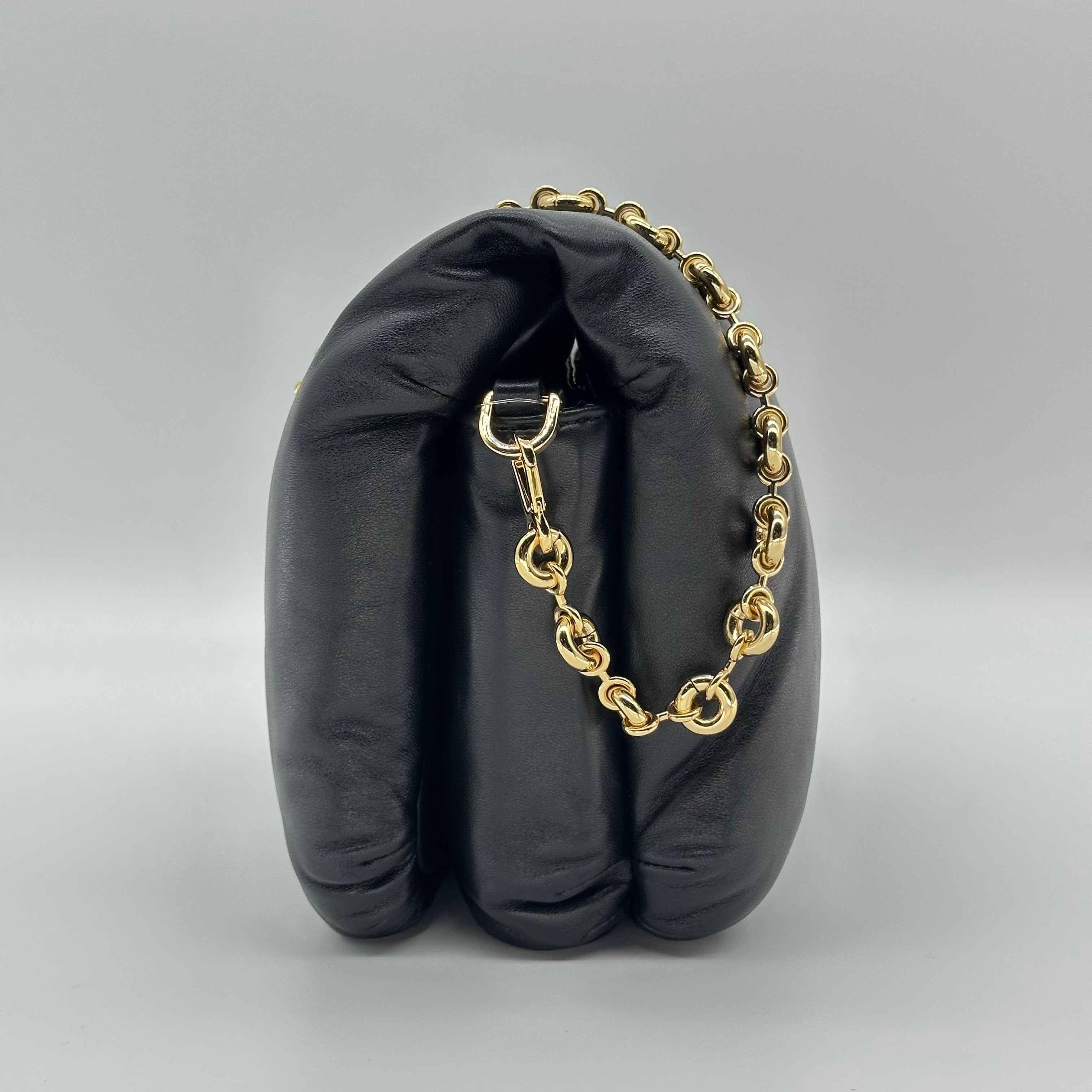 Loewe Anagram puffer Leather Chain Shoulder Bag Black