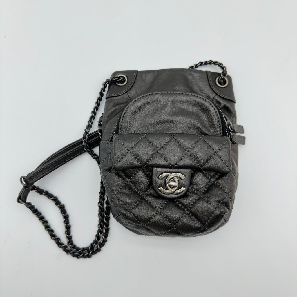 Chanel Quilted Leather Black Chain Shoulder Bag