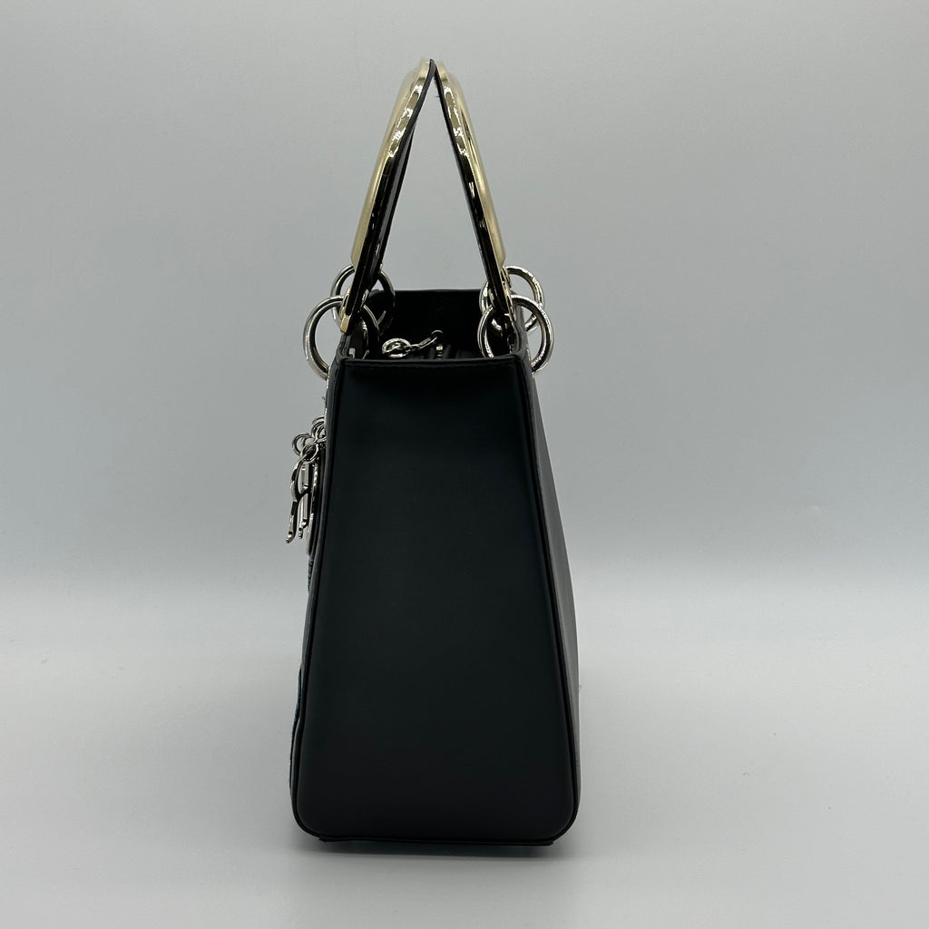 Dior Smooth Calfskin Lucky Badges Lady Dior Medium Black Handbag